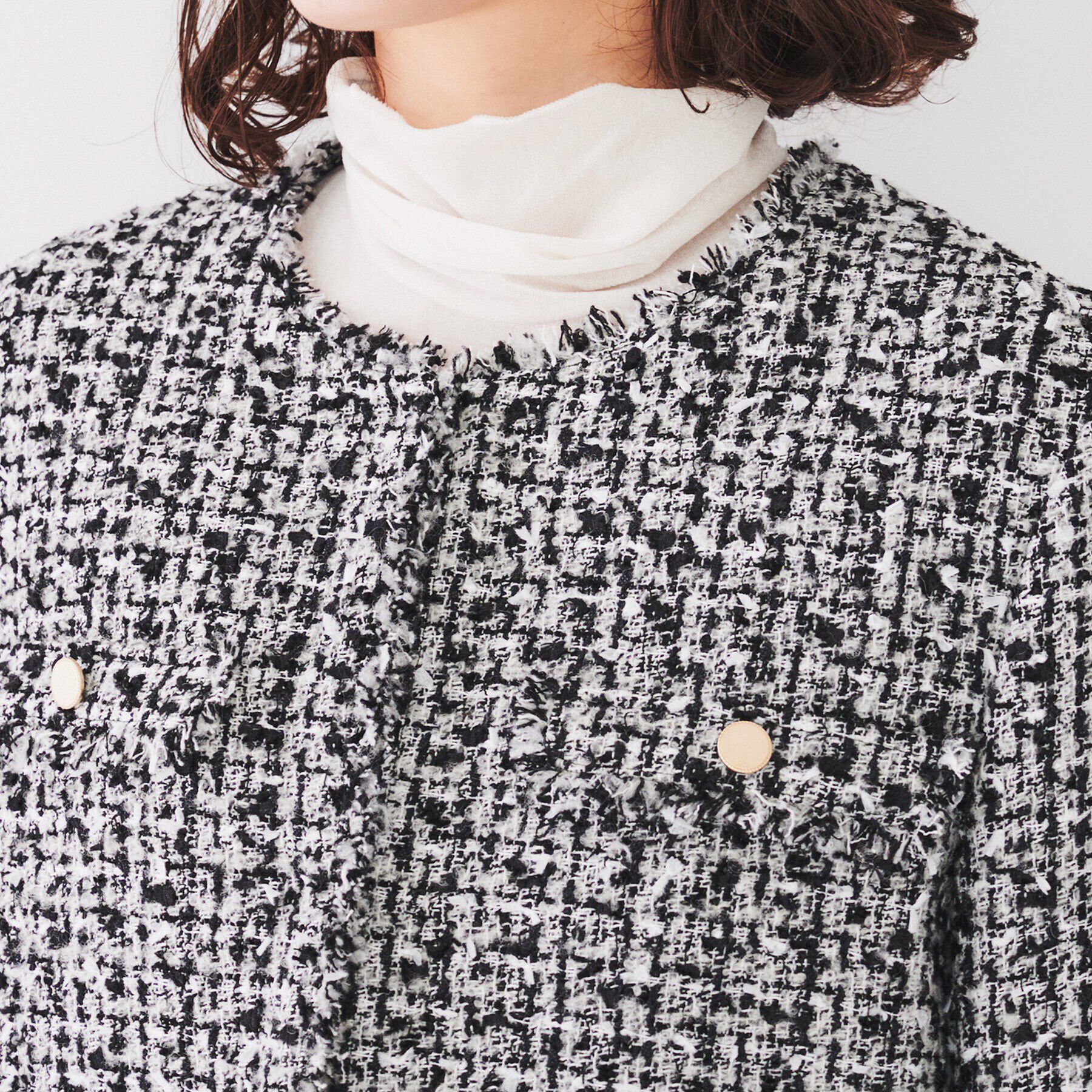 UNTITLED「【きれいめカジュアル/通勤/入卒】ファンシーツイード ジャケット」|ノーカラージャケット|