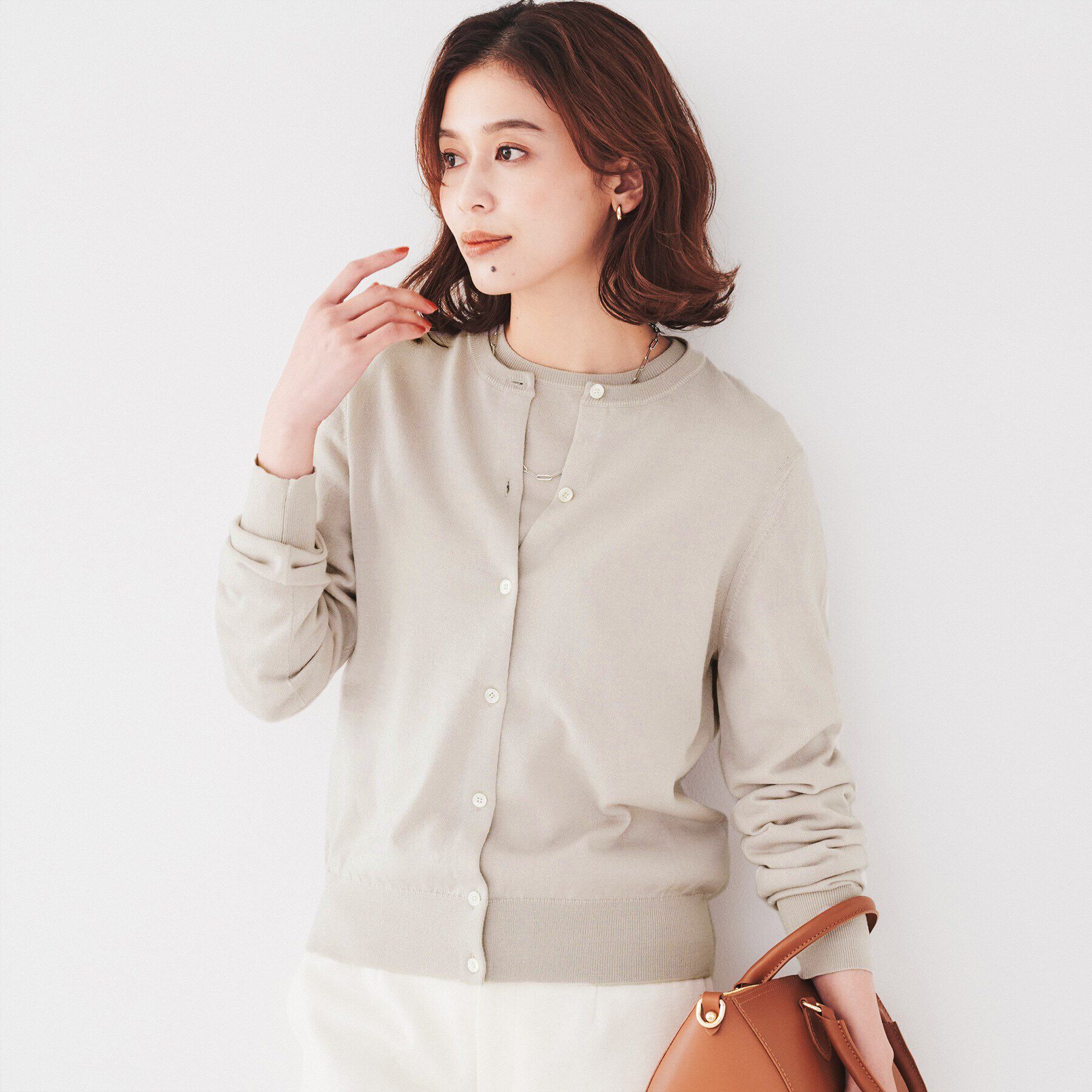 UNTITLED「ウール クルーネックニットカーディガン」|カーディガン|