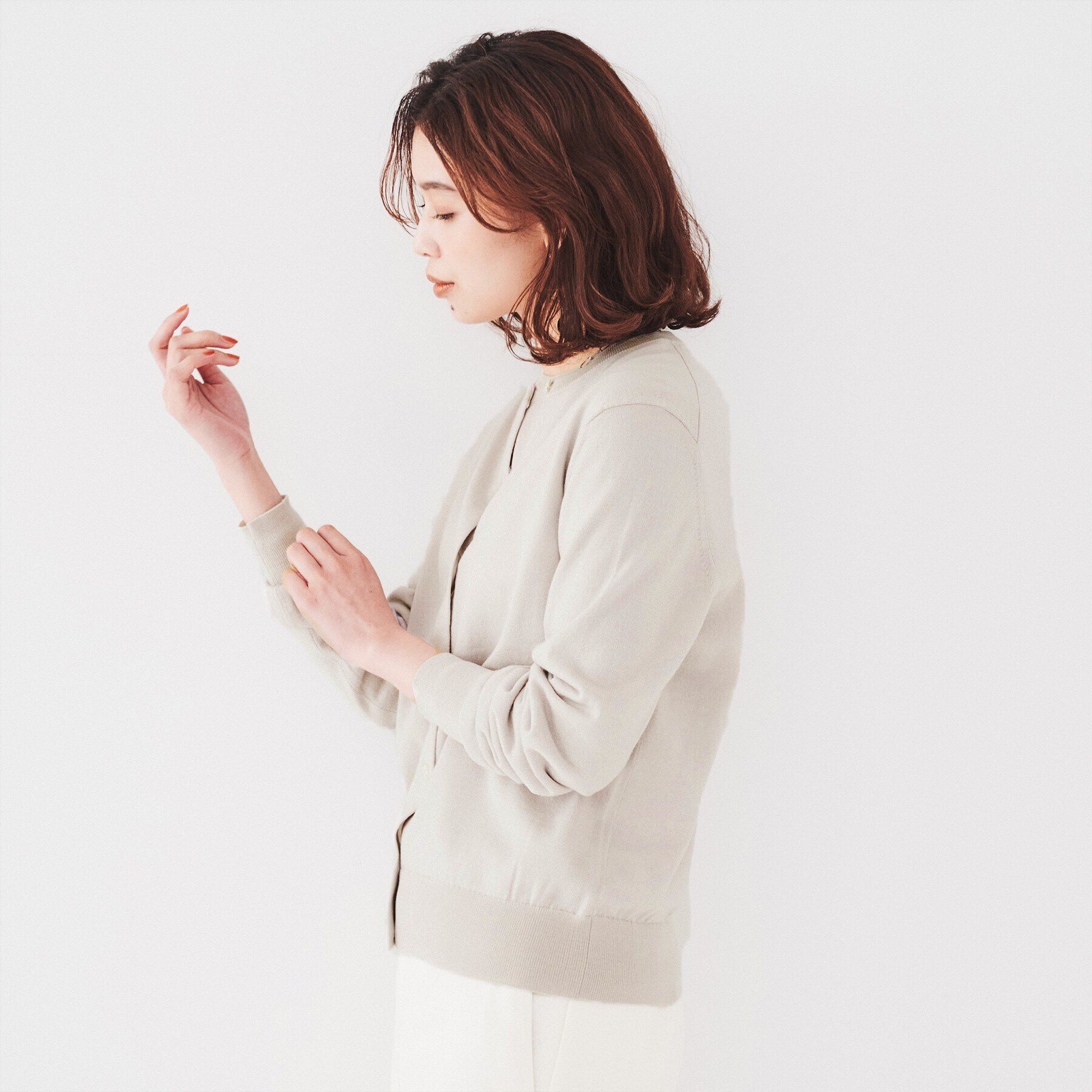 UNTITLED「ウール クルーネックニットカーディガン」|カーディガン|