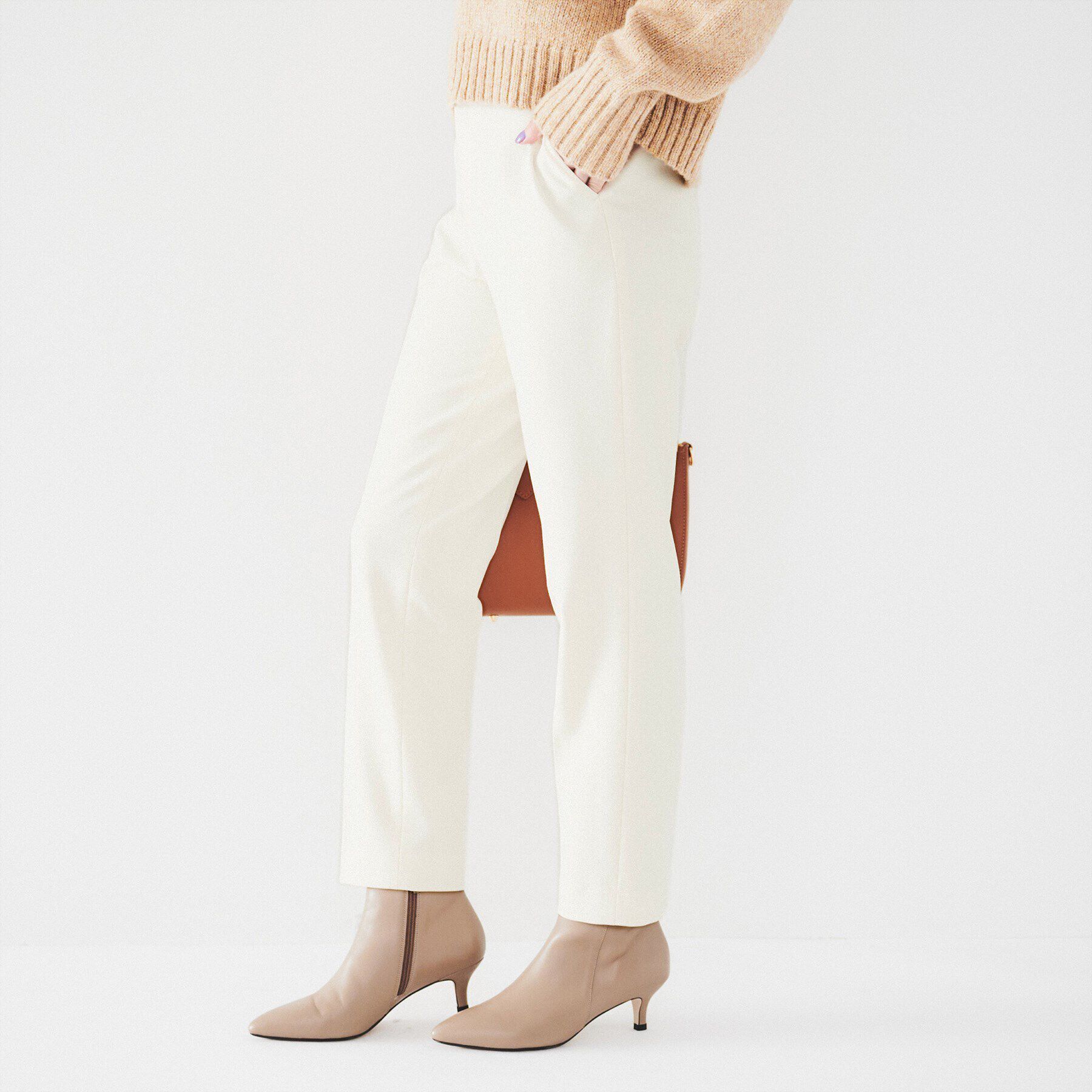 UNTITLED「【裏起毛/後ろウエストゴム/日本製】タックなしテーパードパンツ」|その他|