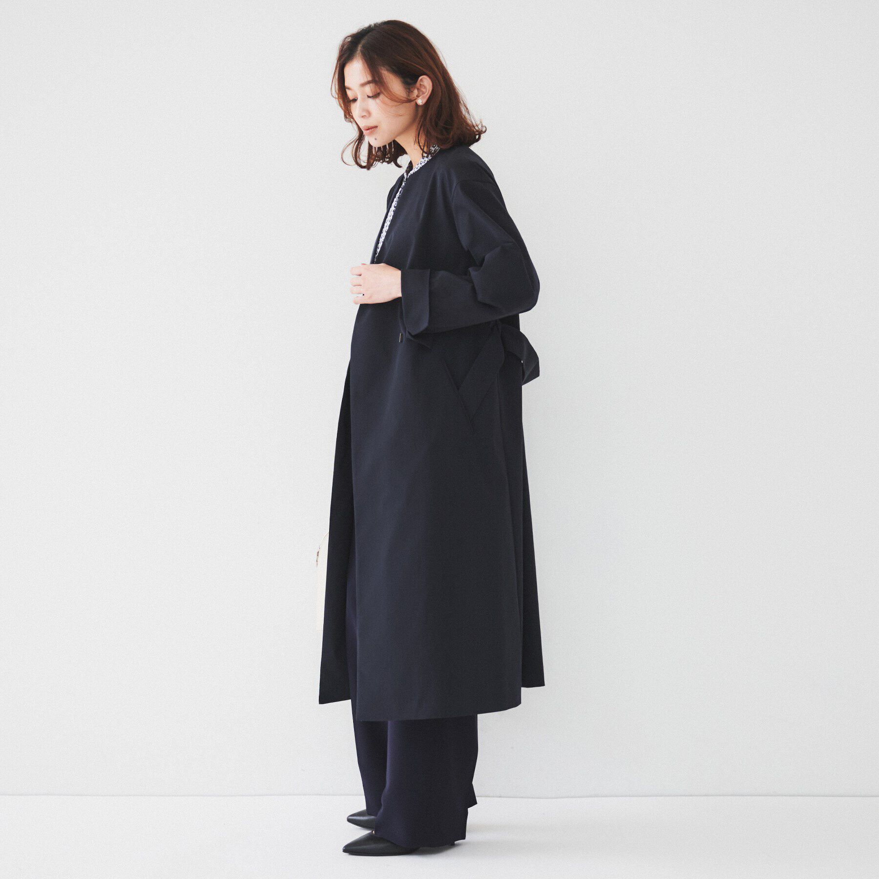 UNTITLED「【撥水】コットンライク ストレッチコート」|ノーカラーコート|