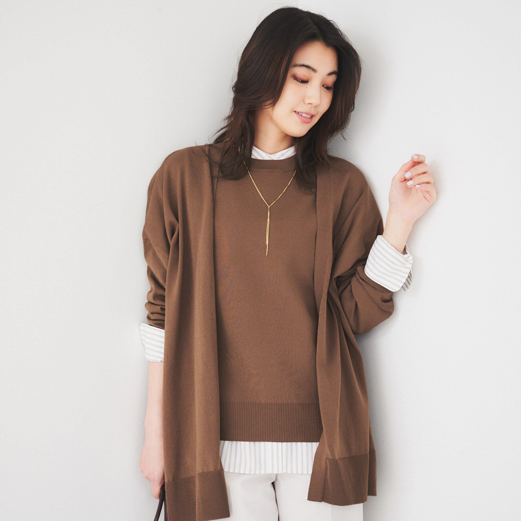 UNTITLED「ボタンレスニットカーディガン」|カーディガン|