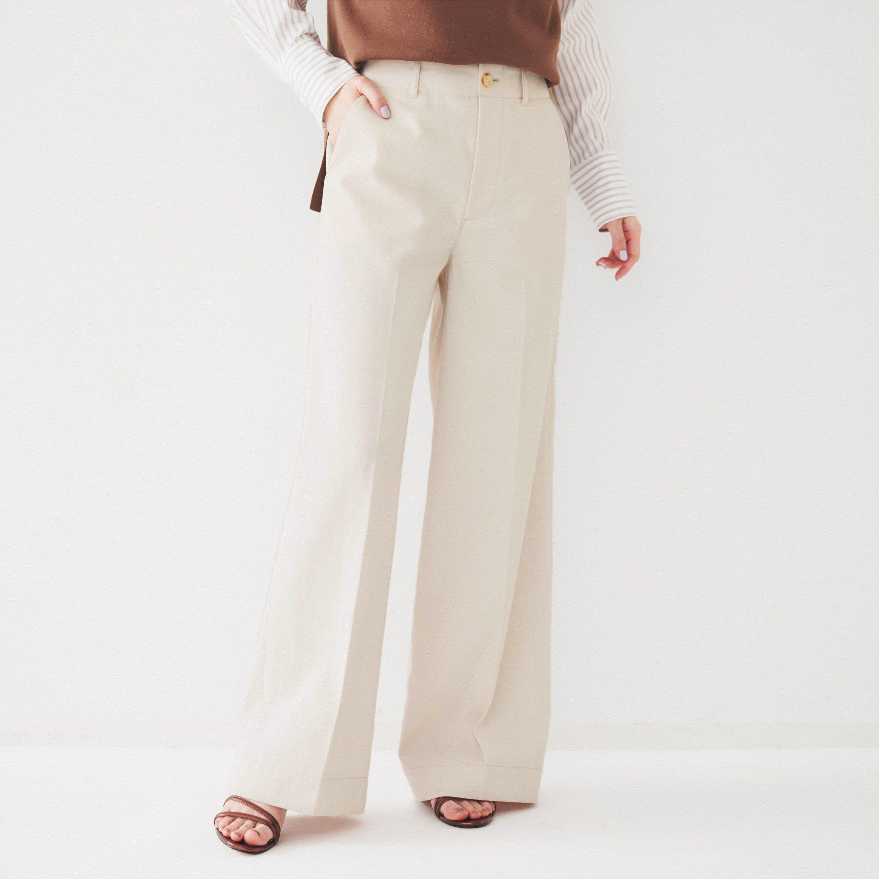 UNTITLED「コットンライク ワイドストレートパンツ」|その他|ライトグレー(010