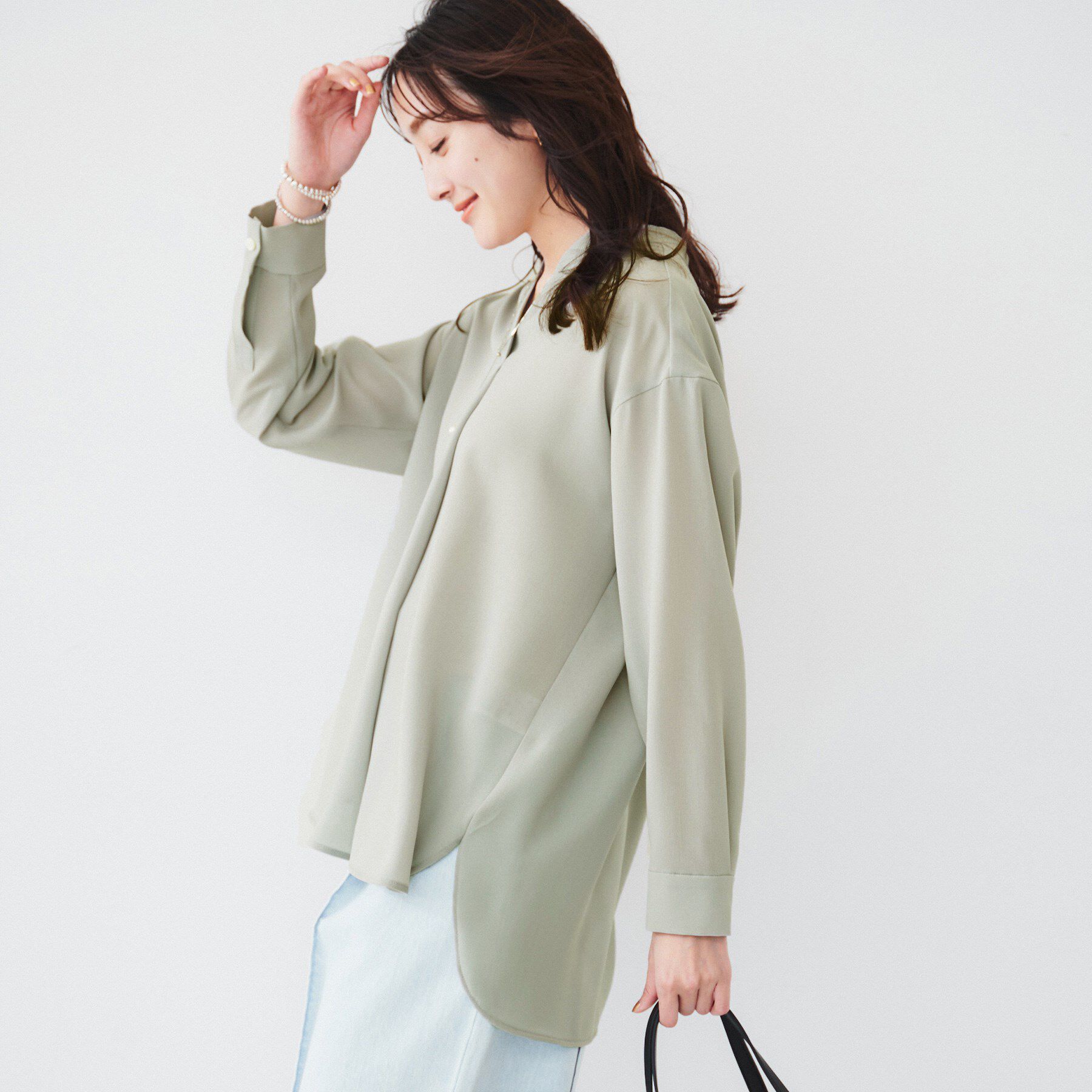 UNTITLED「【体型カバー/オンオフ使える】梳毛調ボイルシャツ」|シャツ・ブラウス|