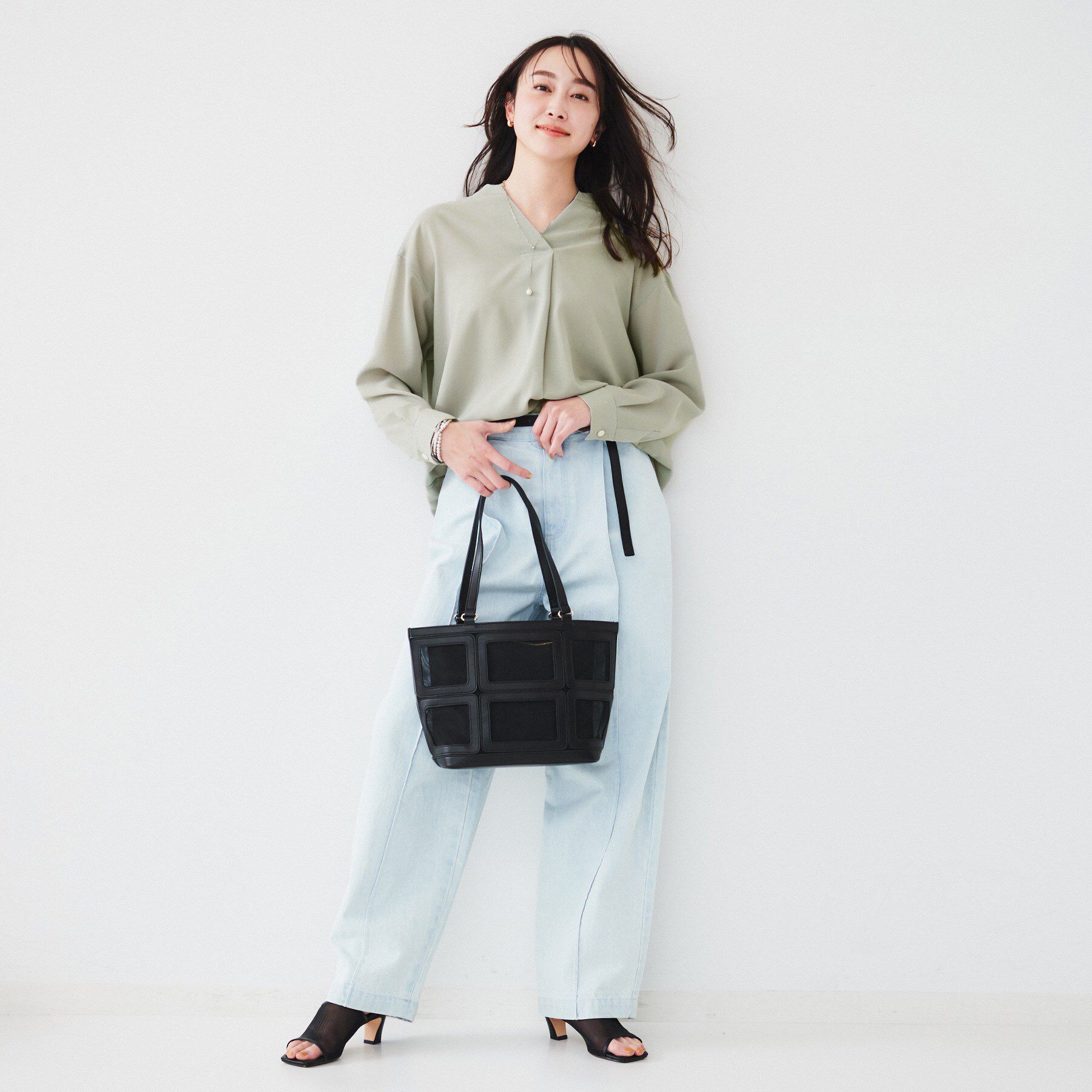 UNTITLED「【体型カバー/オンオフ使える】梳毛調ボイルシャツ」|シャツ・ブラウス|