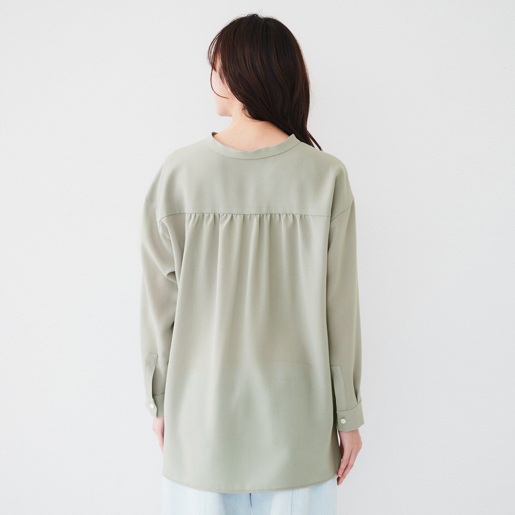 UNTITLED「【体型カバー/オンオフ使える】梳毛調ボイルシャツ」|シャツ・ブラウス|