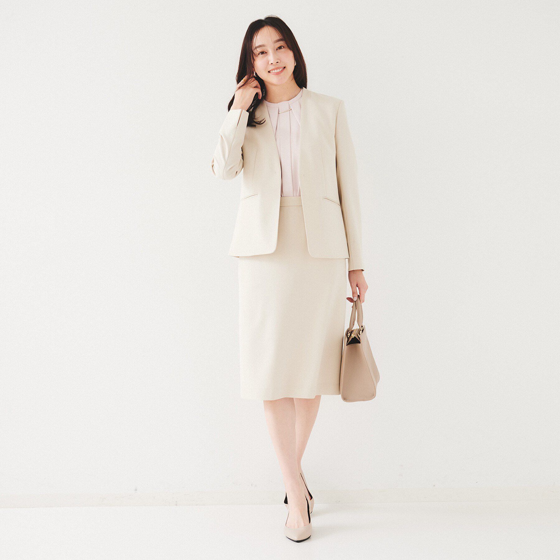 UNTITLED「【セットアップ可能】リネンライク カラーレスジャケット」|ノーカラージャケット|