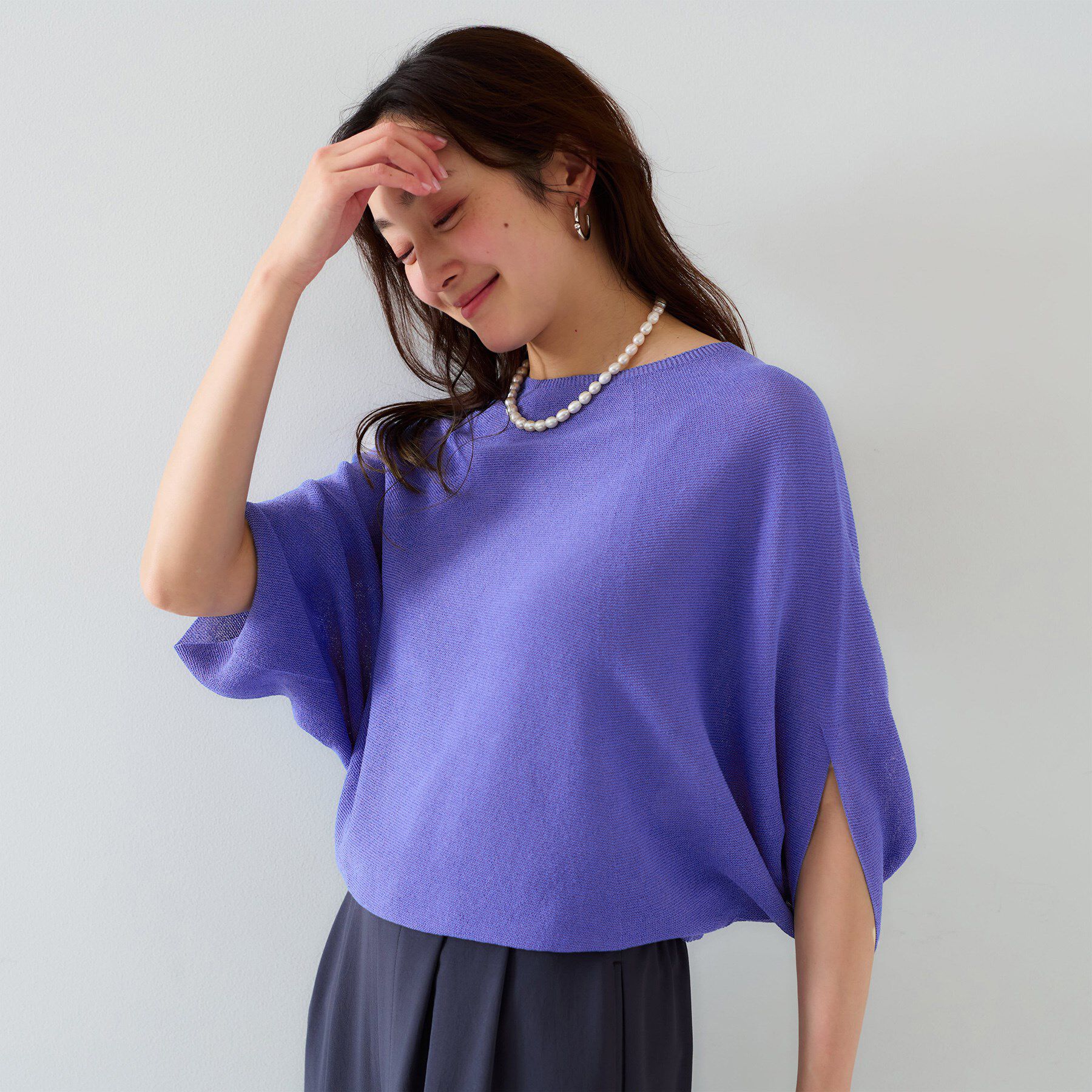 UNTITLED「【体型カバー/清涼感】ドルマンスリーブ プルオーバーニット」|ニット・セーター|