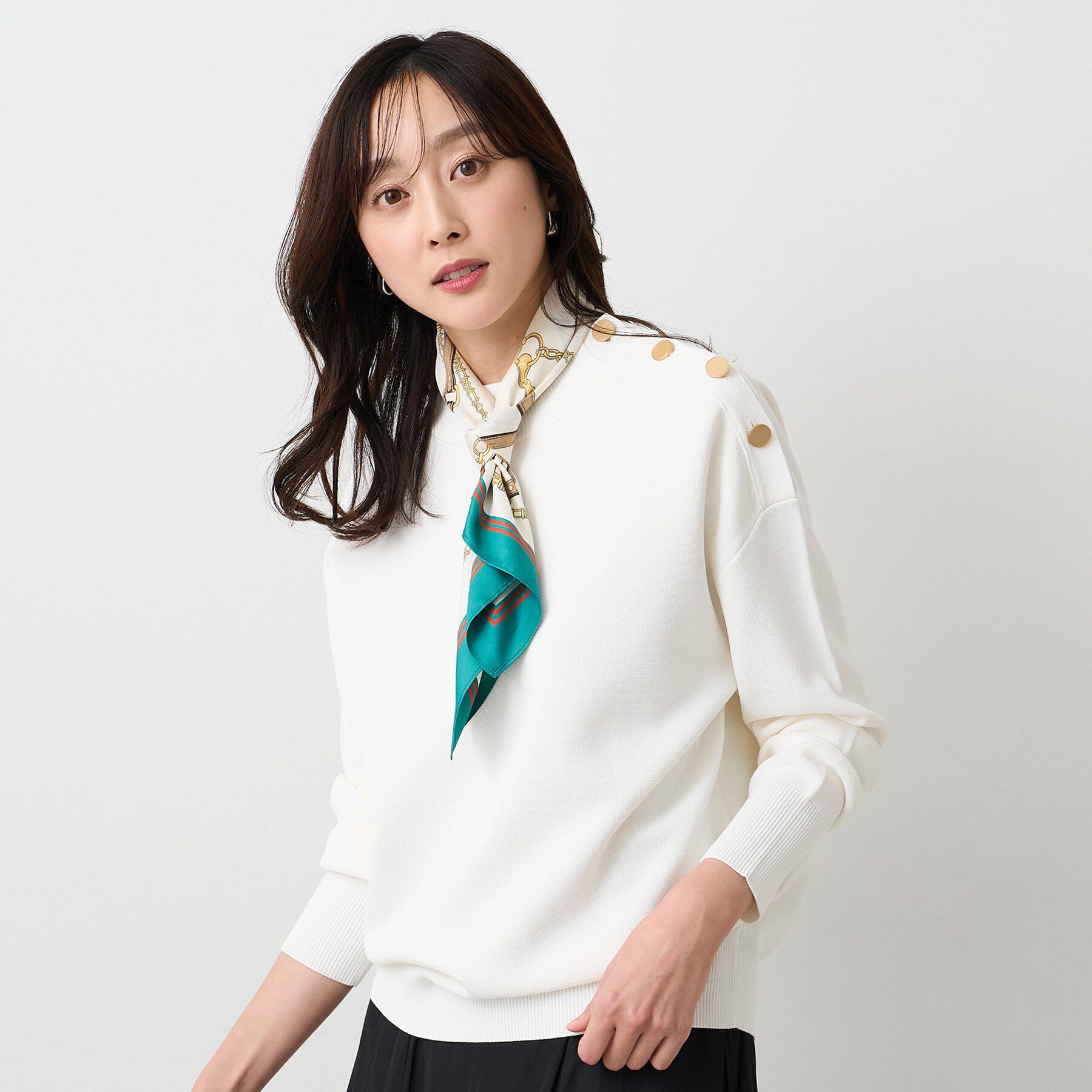 UNTITLED「【洗える/ゆったりコンパクト】ミラノリブプルオーバー」|ニット・セーター|オフホワイト(003