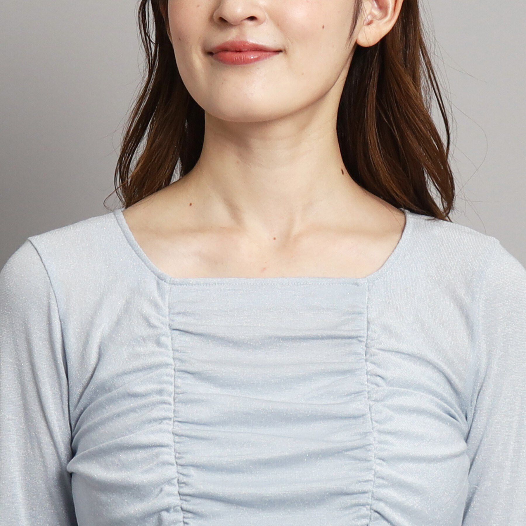 COUP DE CHANCE「新色追加【洗える/日本製/ジャケットインナーにおすすめ】華やかギャザーラメジャージ」|Tシャツ・カットソー|