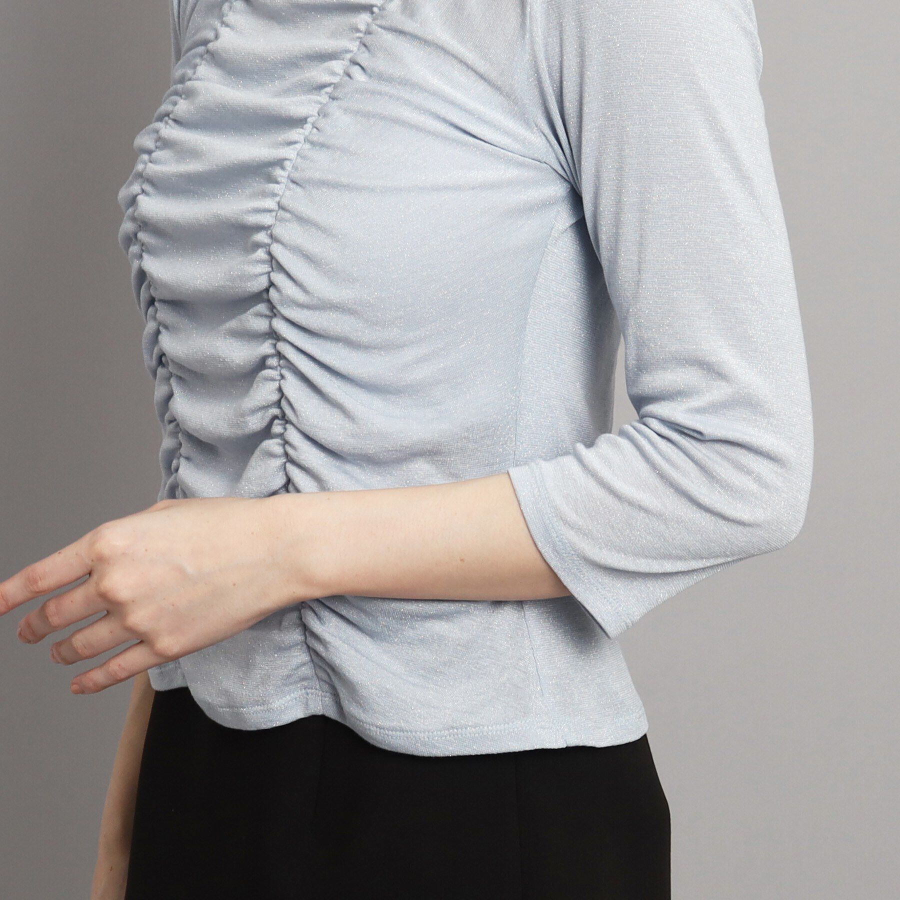 COUP DE CHANCE「新色追加【洗える/日本製/ジャケットインナーにおすすめ】華やかギャザーラメジャージ」|Tシャツ・カットソー|