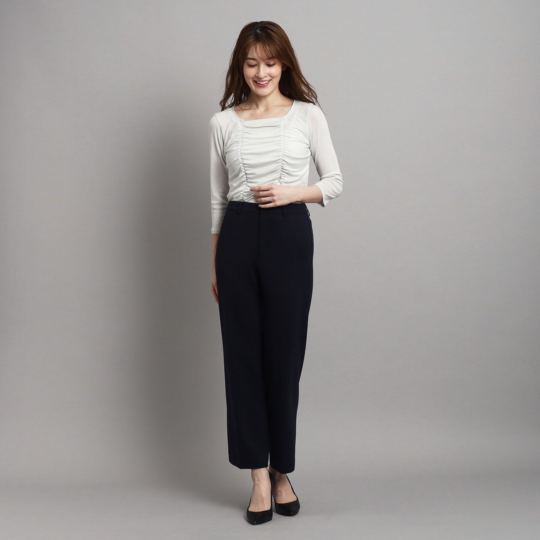 COUP DE CHANCE「新色追加【洗える/日本製/ジャケットインナーにおすすめ】華やかギャザーラメジャージ」|Tシャツ・カットソー|