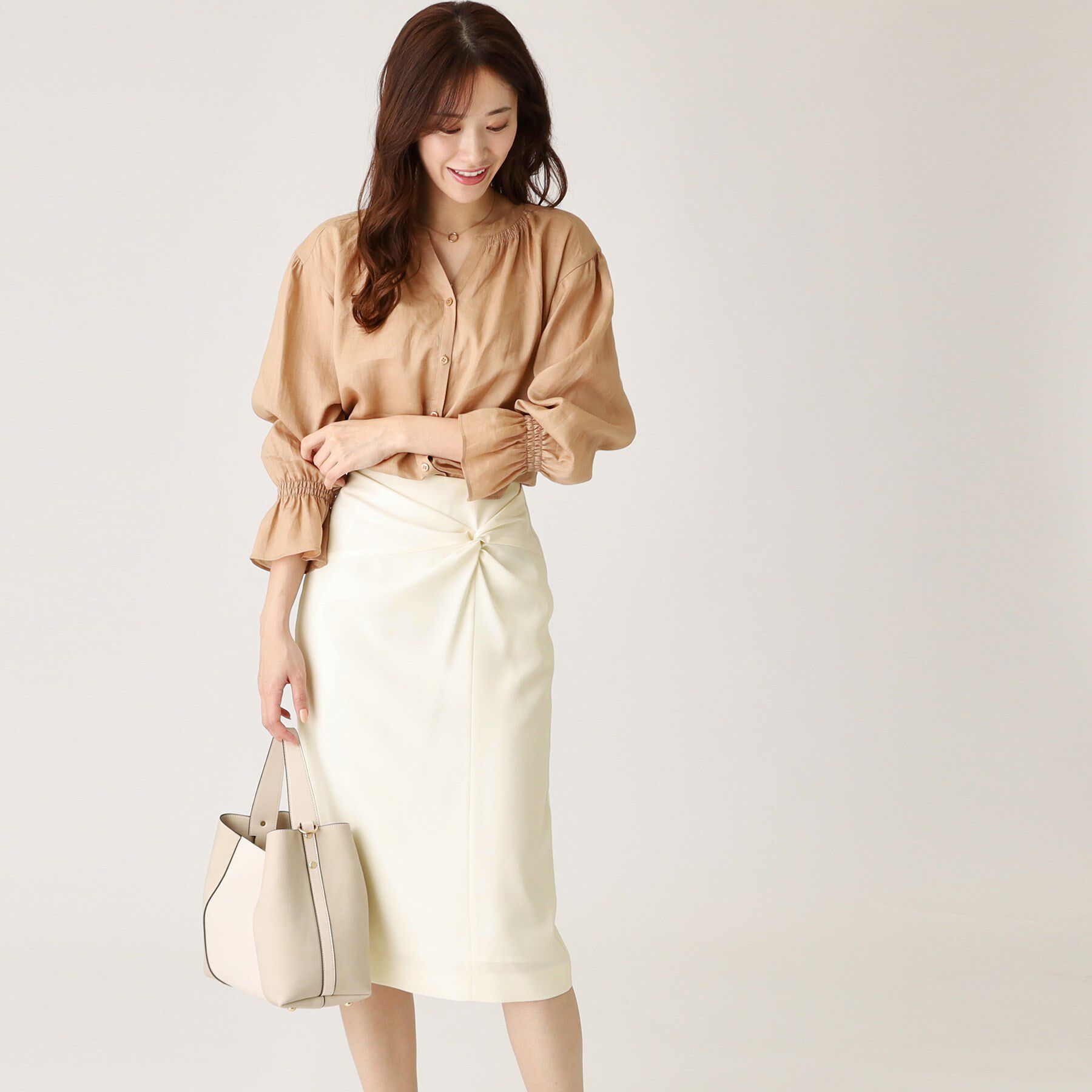 COUP DE CHANCE「【日本製】ねじりデザインスカート」|スカート|オフホワイト(003