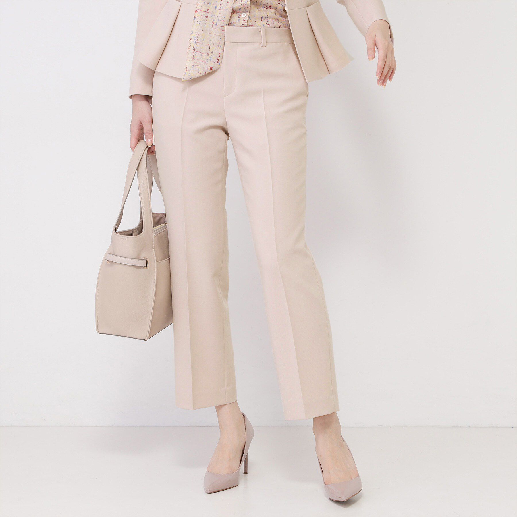 COUP DE CHANCE「【手洗い可／日本製／スーツ可】センタープレス入りストレートパンツ」|その他|ライトピンク(070