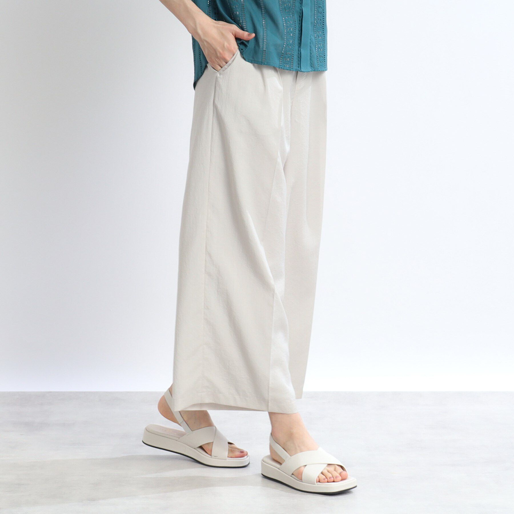 Reflect「【体型カバー／マシンウォッシュ可／ウエスト総ゴム】フルレングスイージーワイドパンツ」|その他|