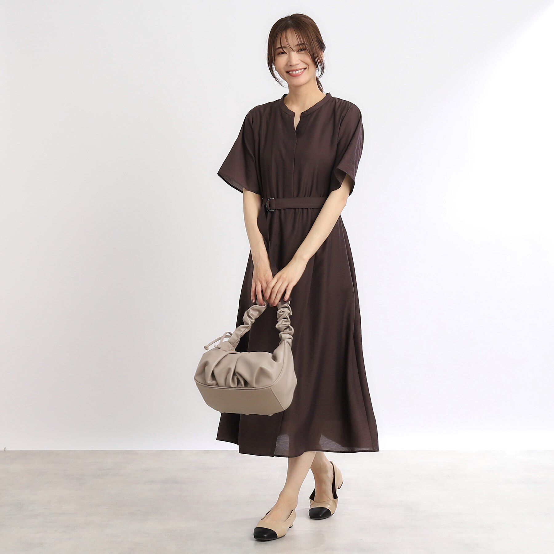 Reflect「【SALE／洗える／サッシュベルト付き】ラップ風デザインワンピース」|ワンピース|