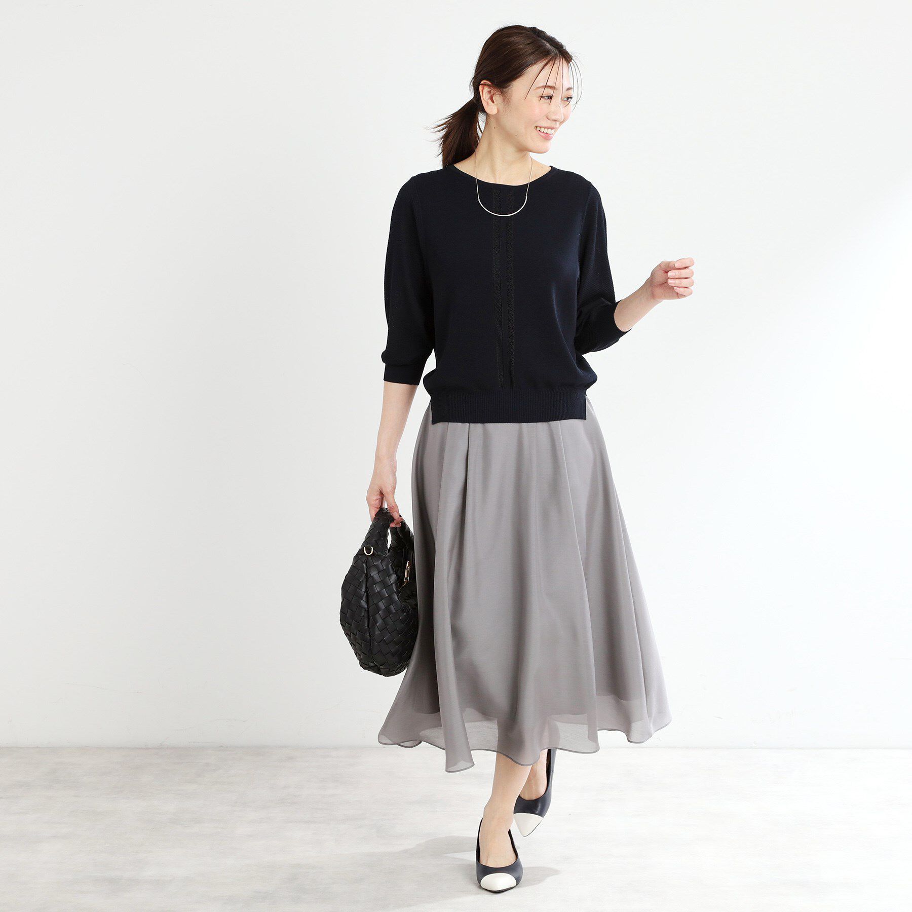 Reflect「【接触冷感／洗える／ジャケットインナーにおすすめ】レースデザインニット」|ニット・セーター|