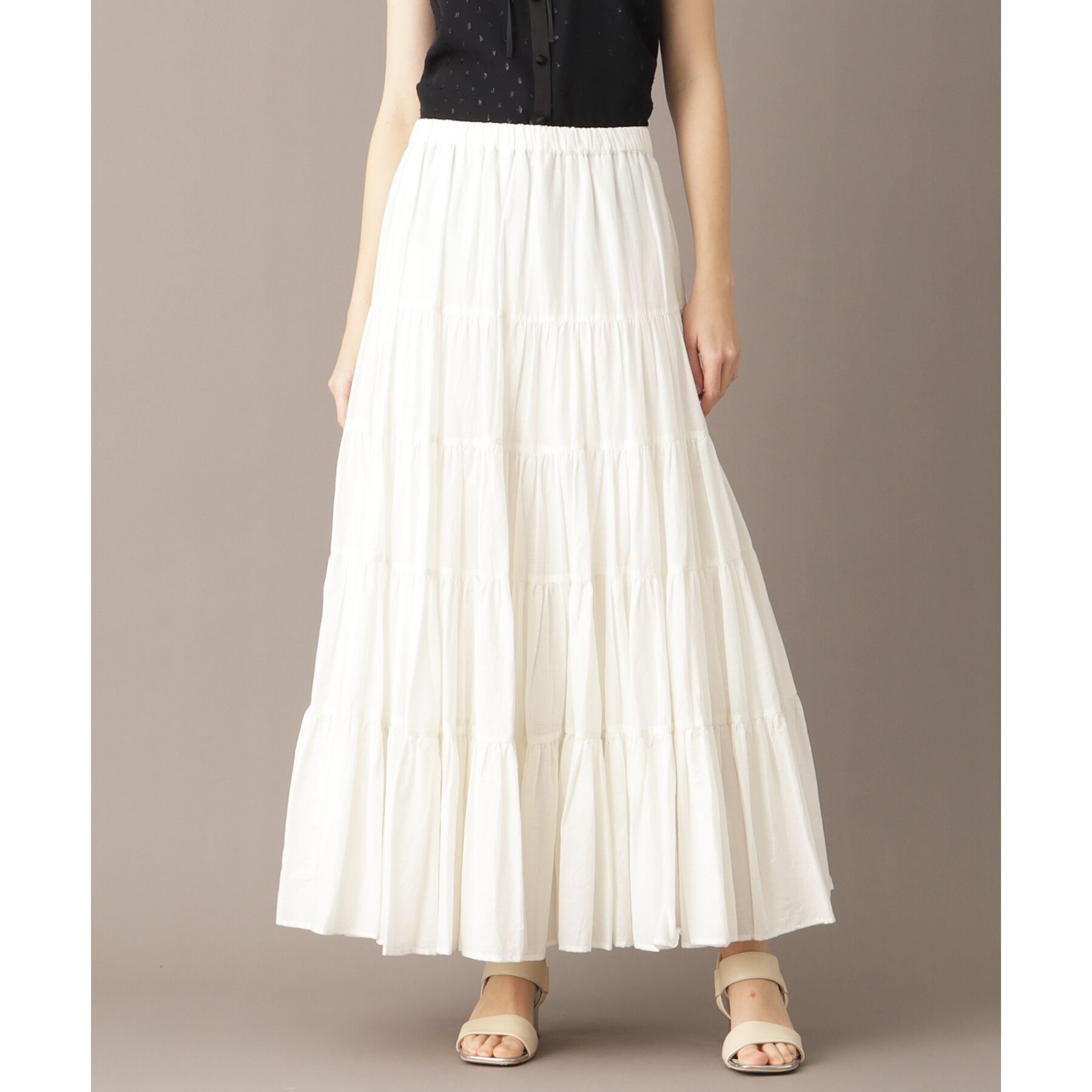 DRESSTERIOR「【大人百花春号掲載 モデル美香さん着用】洗える/コットンボイルティアードスカート」|スカート|