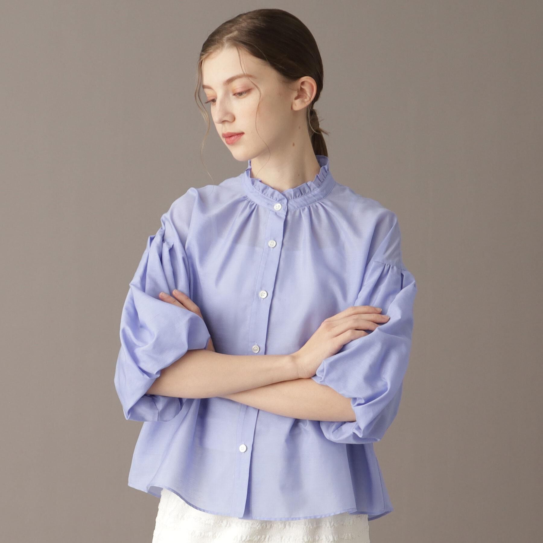 DRESSTERIOR「【洗える】スタンドフリルボリュームスリーブブラウス」|シャツ・ブラウス|