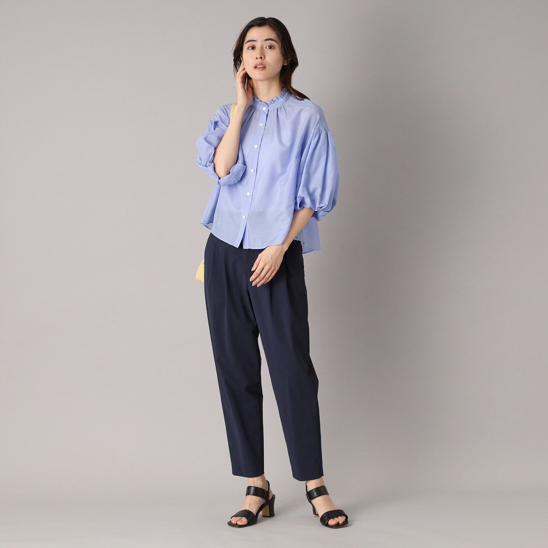 DRESSTERIOR「【洗える】スタンドフリルボリュームスリーブブラウス」|シャツ・ブラウス|