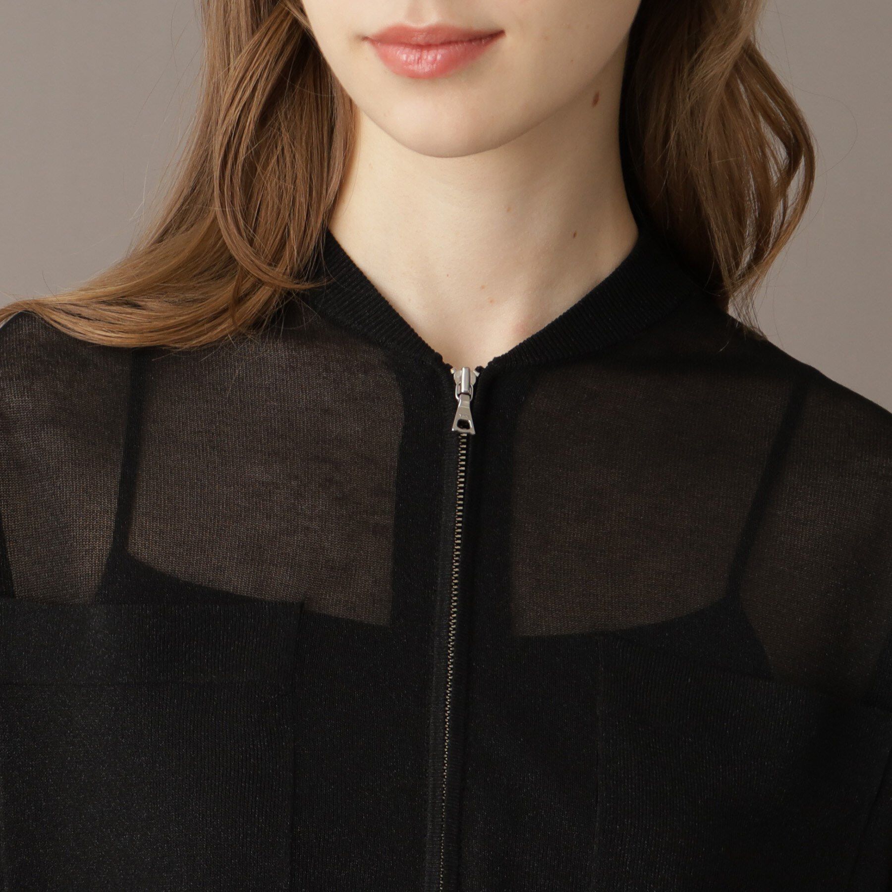 DRESSTERIOR「【洗える/清涼感】シアージップアップニットブルゾン」|ブルゾン・スタジャン|