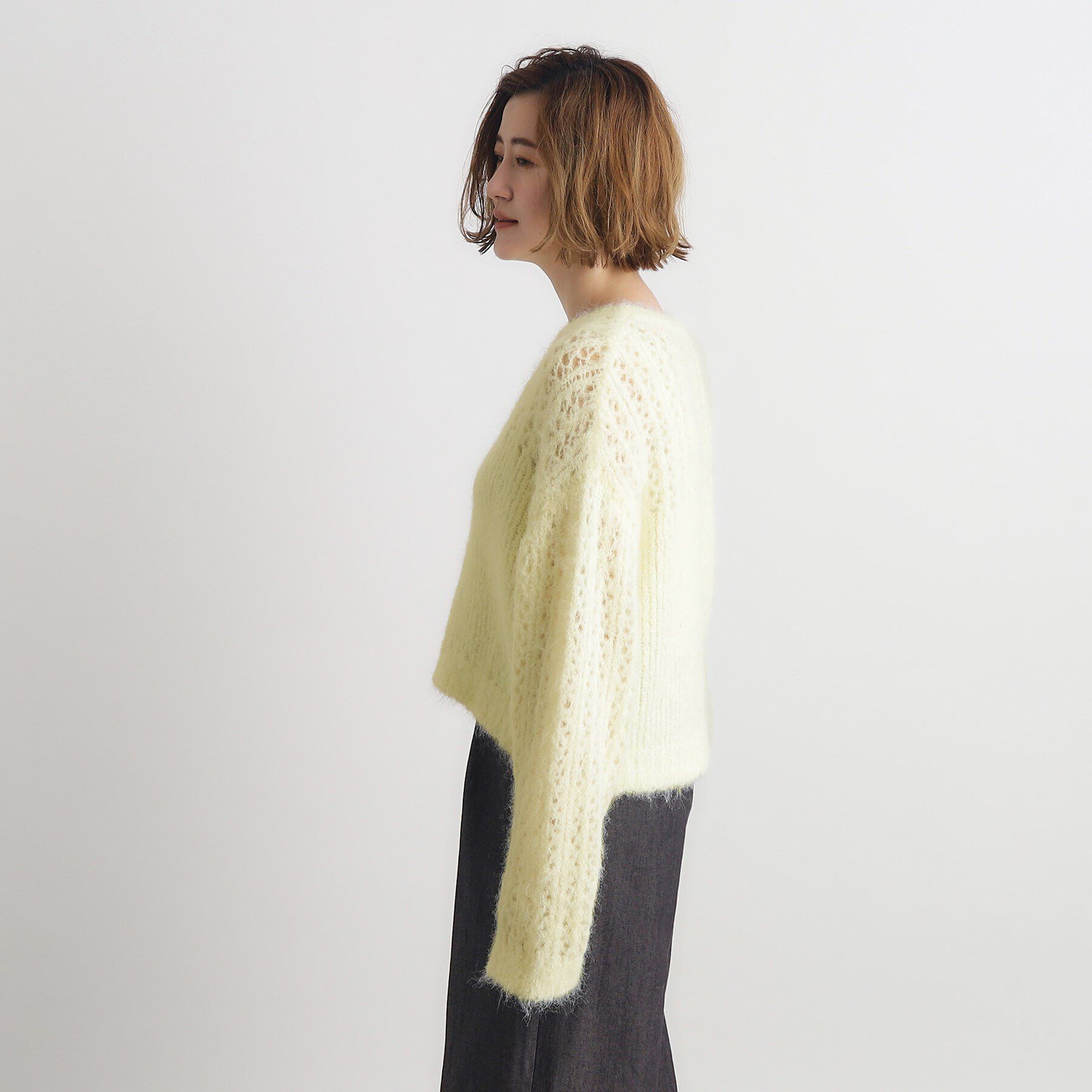 grove「透かし編みクロップドニット」|ニット・セーター|