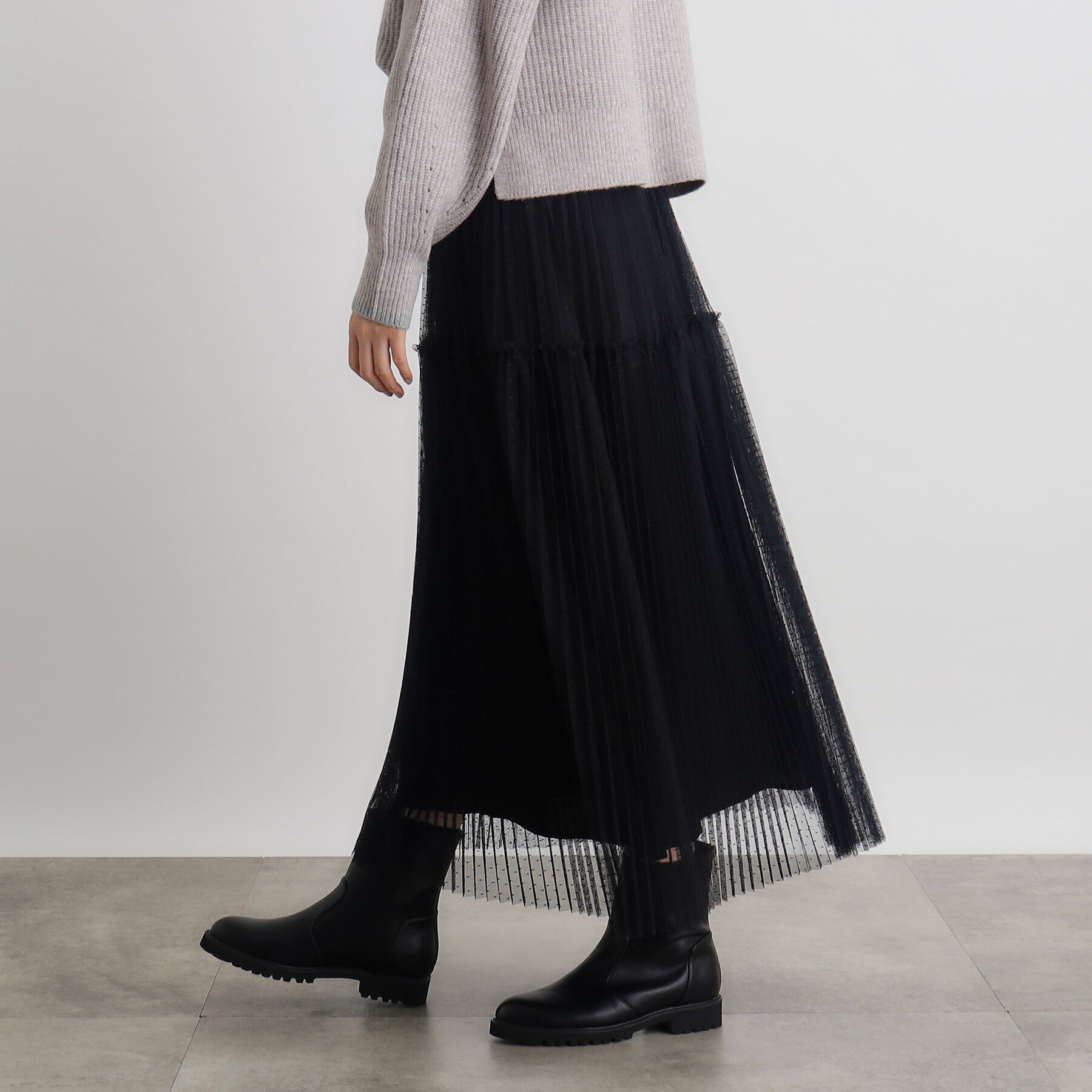 grove「ドットチュールプリーツスカート」|スカート|