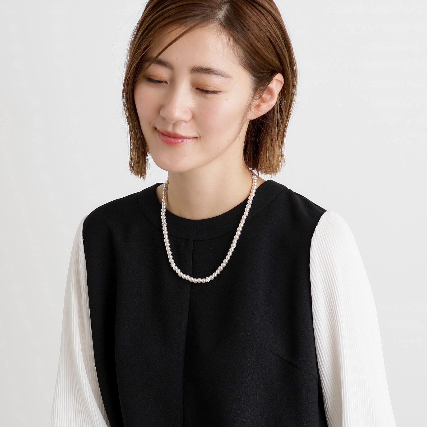 grove「フェイクパールパヴェネックレス【2WAY/入卒対応可】」|ネックレス|