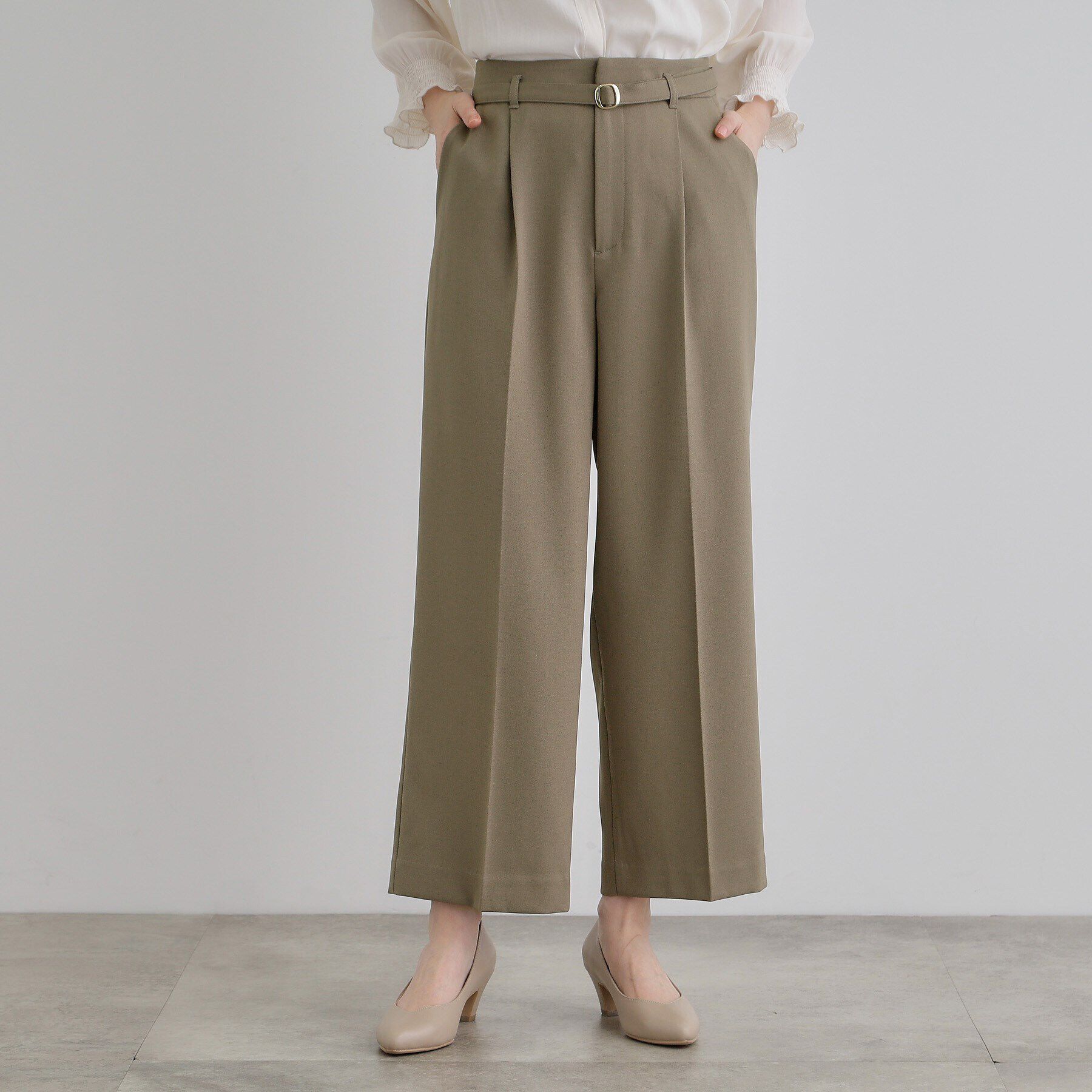 grove「【雑誌掲載】バックルベルトクロップドワイドパンツ」|その他|ブラウン(044)