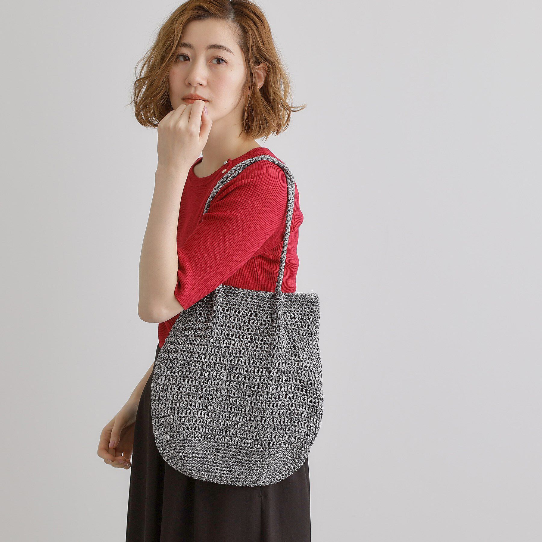 grove「ラメコードタックハンドルトート」|トートバッグ|