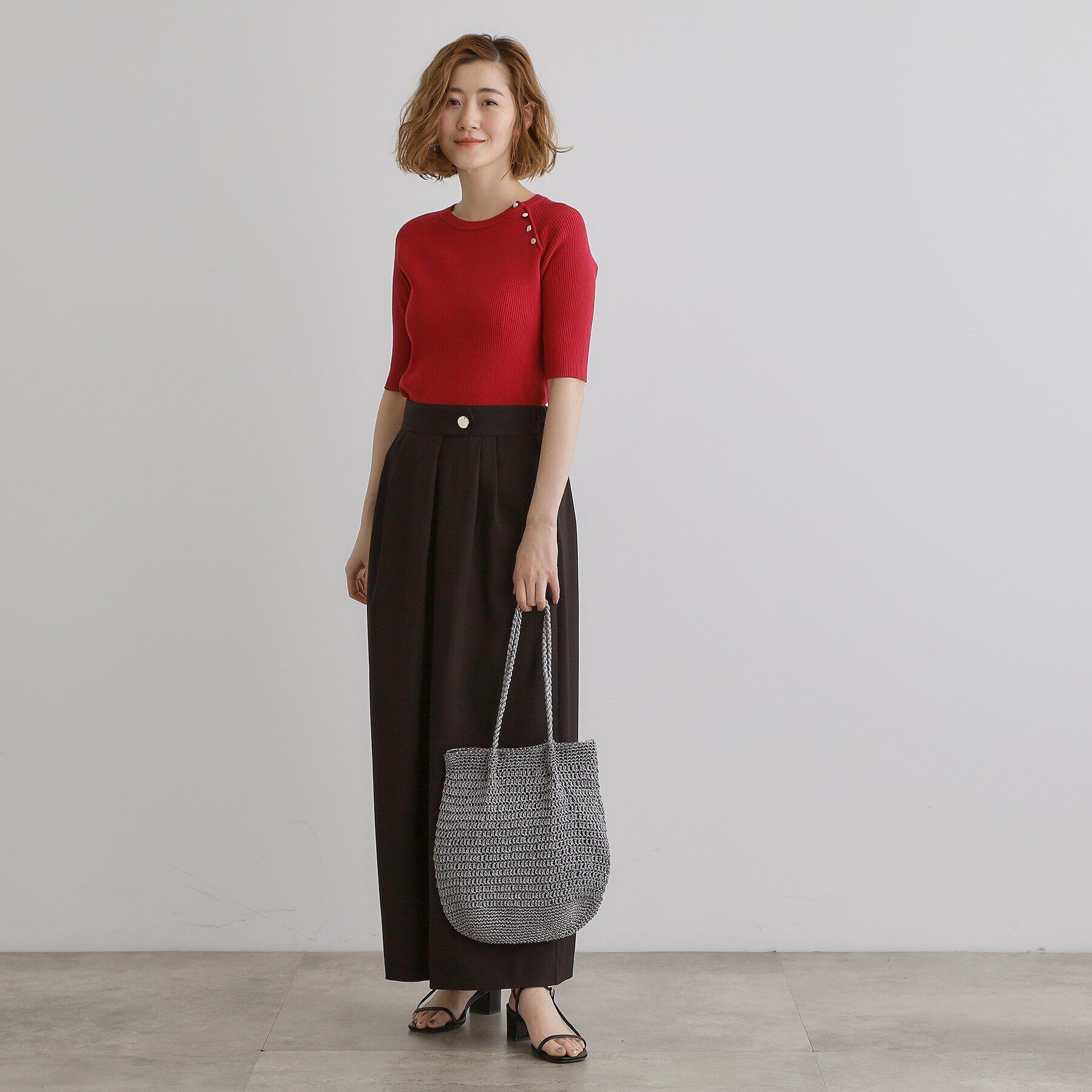 grove「ラメコードタックハンドルトート」|トートバッグ|