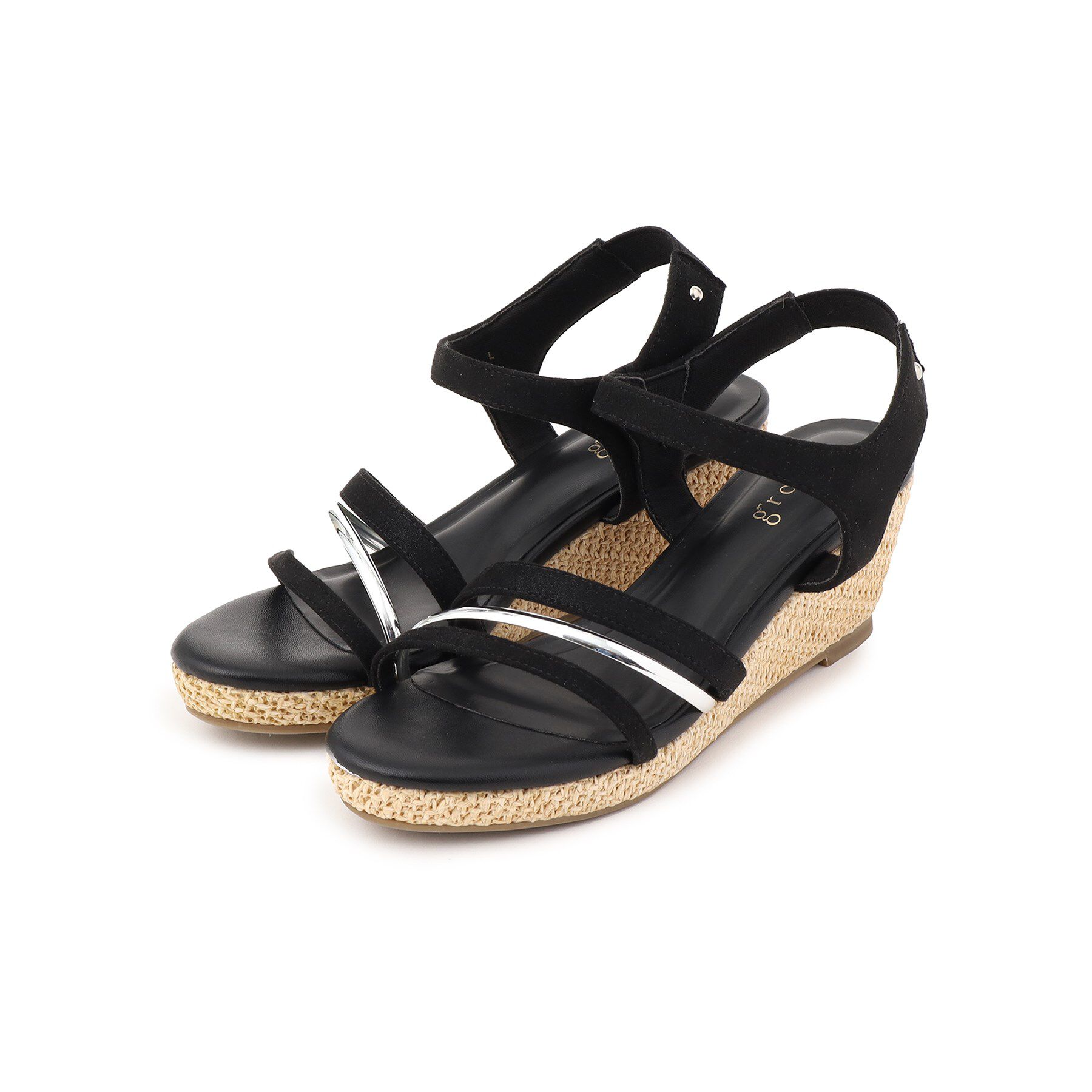 grove「【大人気につき追加！・人間工学】メタルラインワンタッチサンダル」|サンダル|ブラック(419)