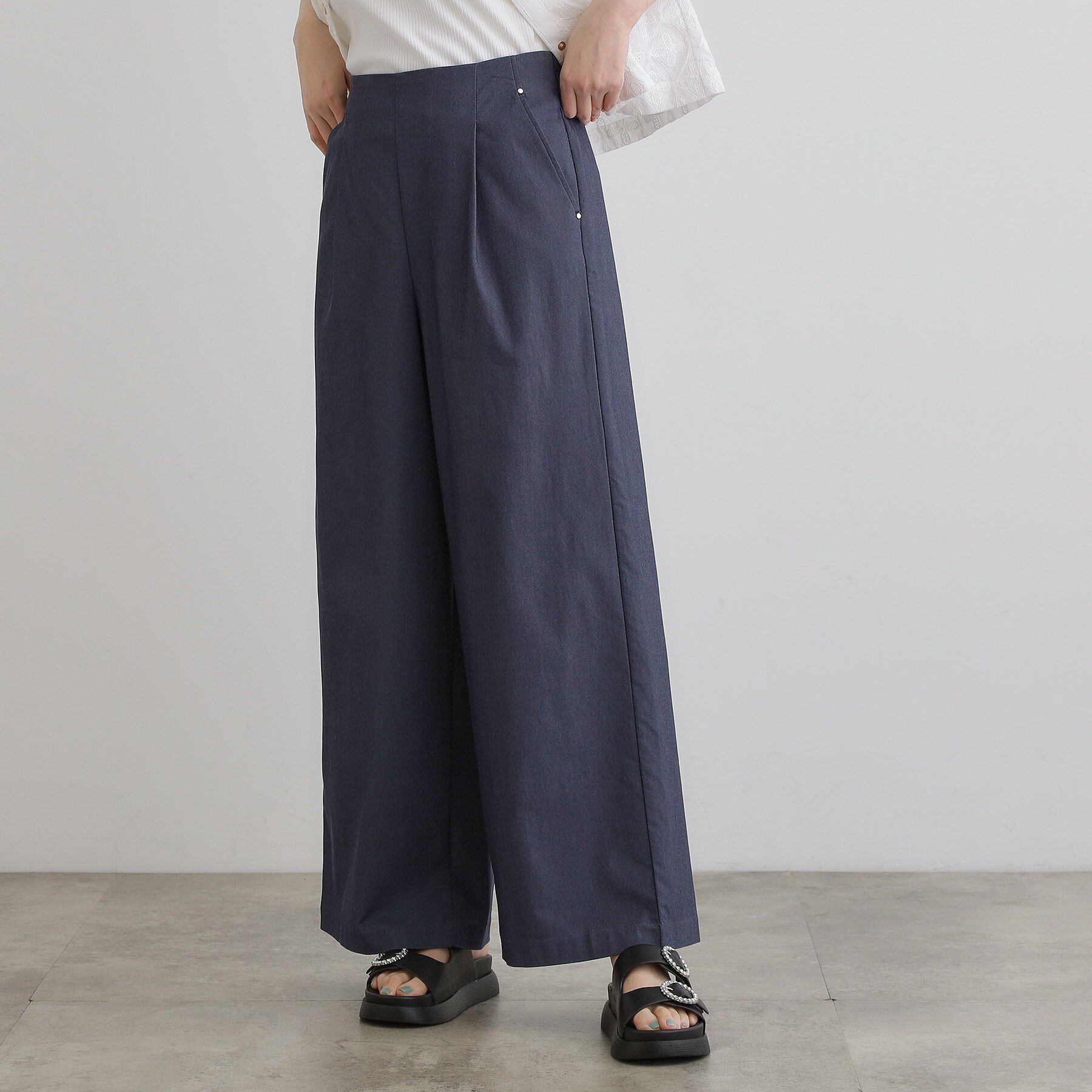 grove「高身長さん向け＋10cm【接触冷感】サマーハイパーストレッチワイドパンツ」|その他|デニムライク(094