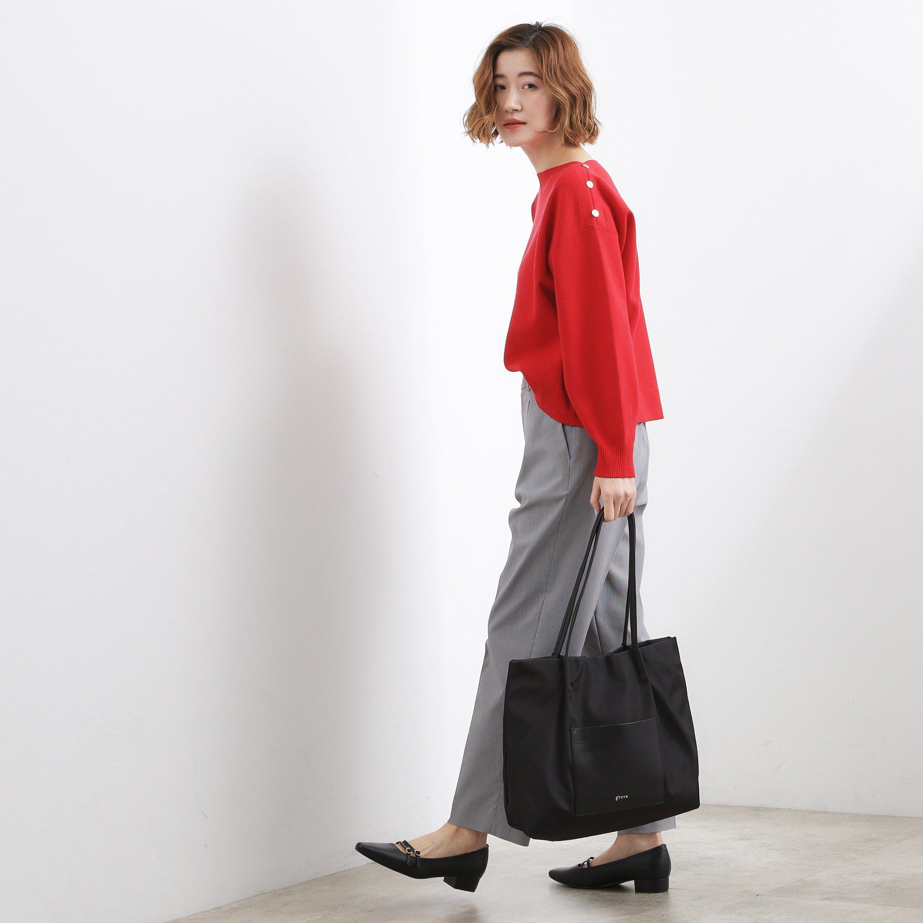 grove「【A4】タックポケ3層トート」|トートバッグ|