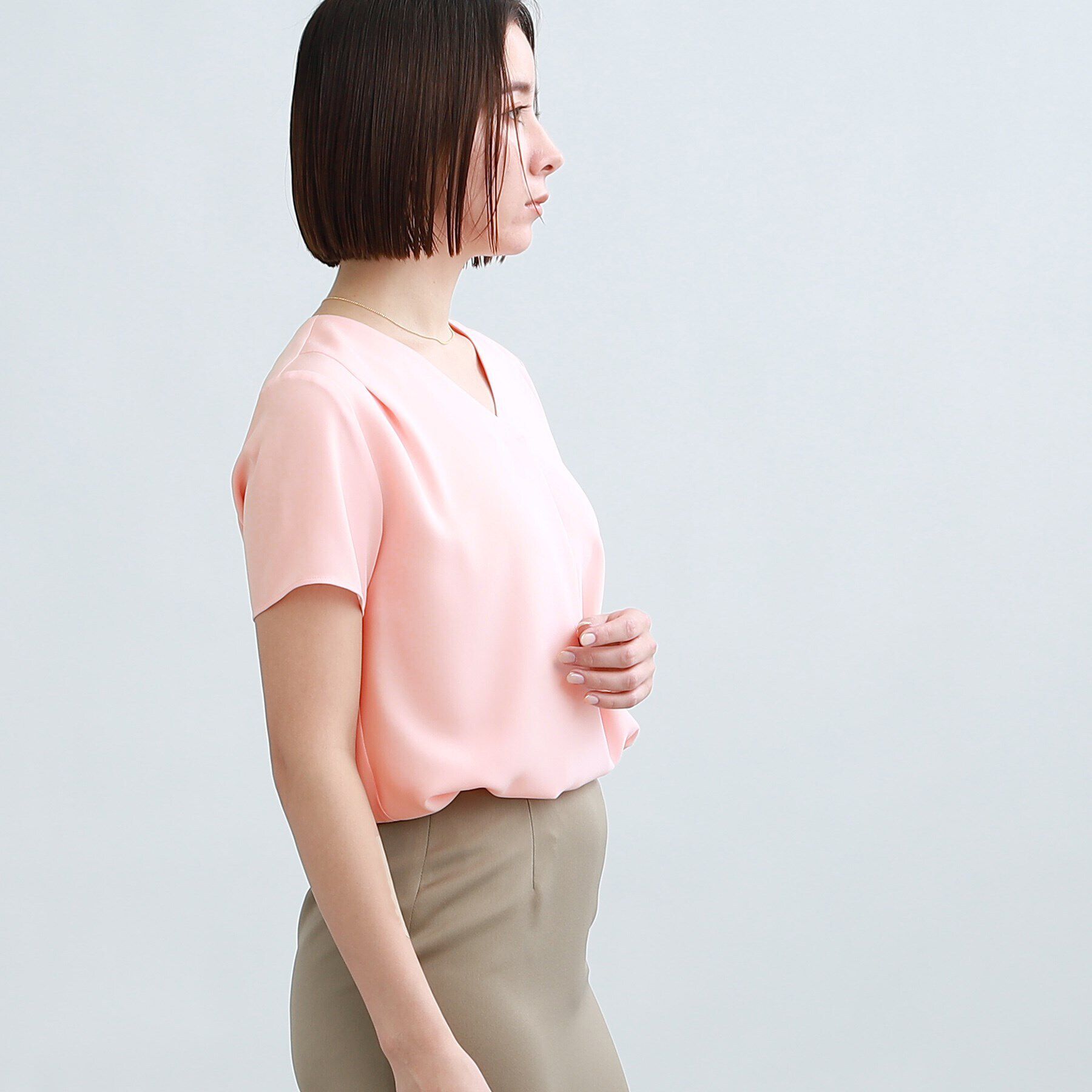 INDIVI「【洗える/通勤/UVケア/接触冷感】タックブラウス」|シャツ・ブラウス|