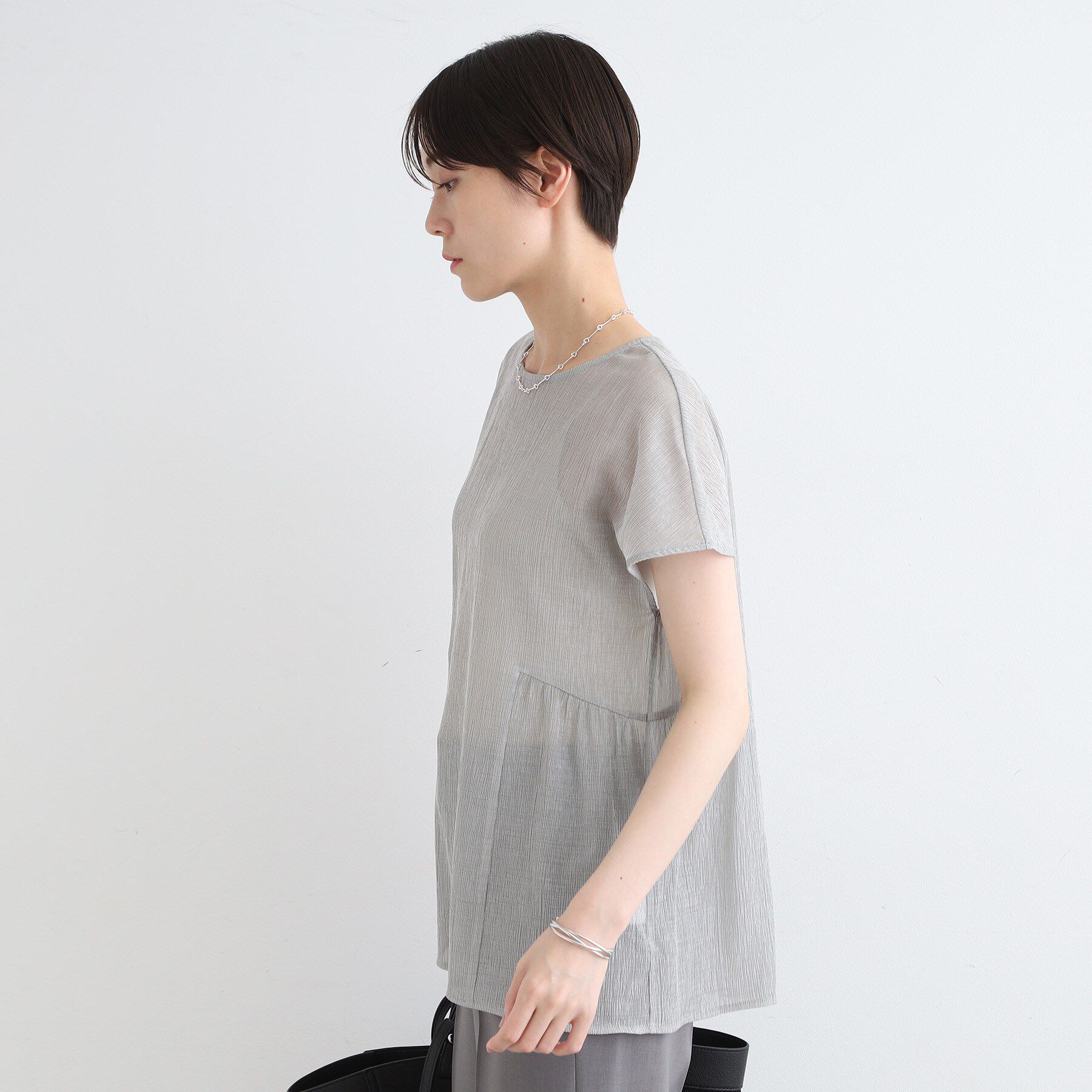 INDIVI「【洗える】ペプラム風デザインきれいめカットソー」|Tシャツ・カットソー|