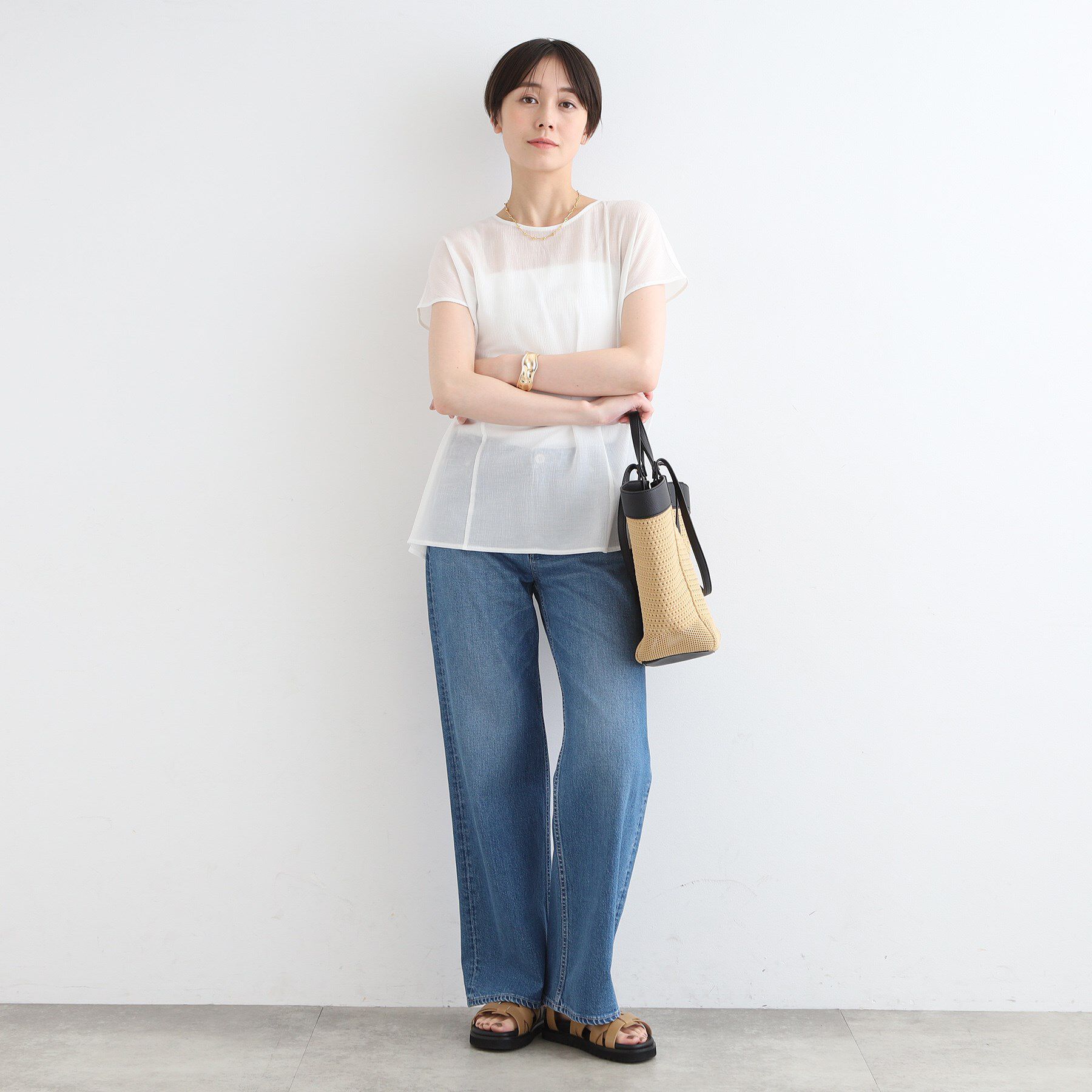 INDIVI「【洗える】ペプラム風デザインきれいめカットソー」|Tシャツ・カットソー|