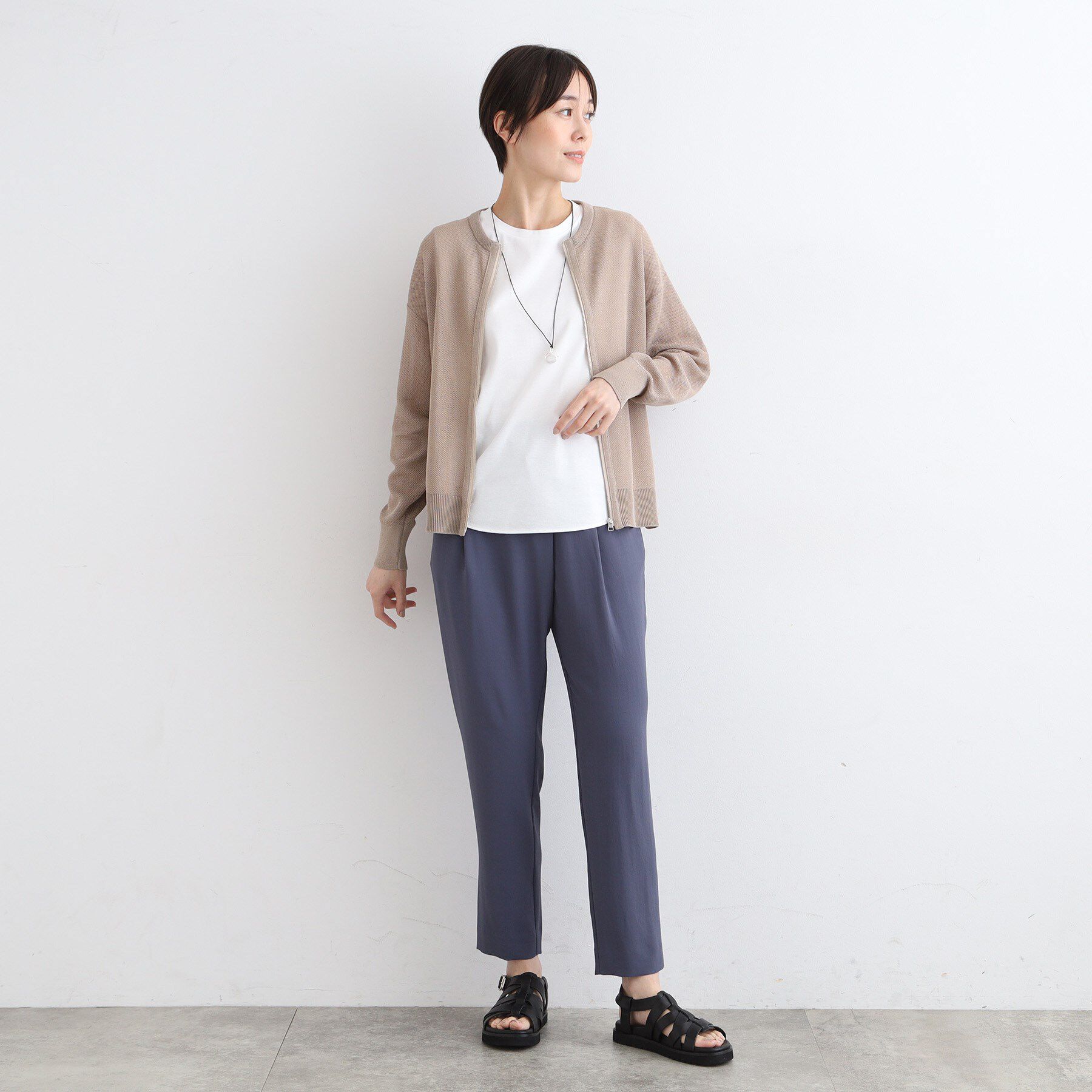 INDIVI「【洗える】タックデザインノースリーブTシャツ」|Tシャツ・カットソー|