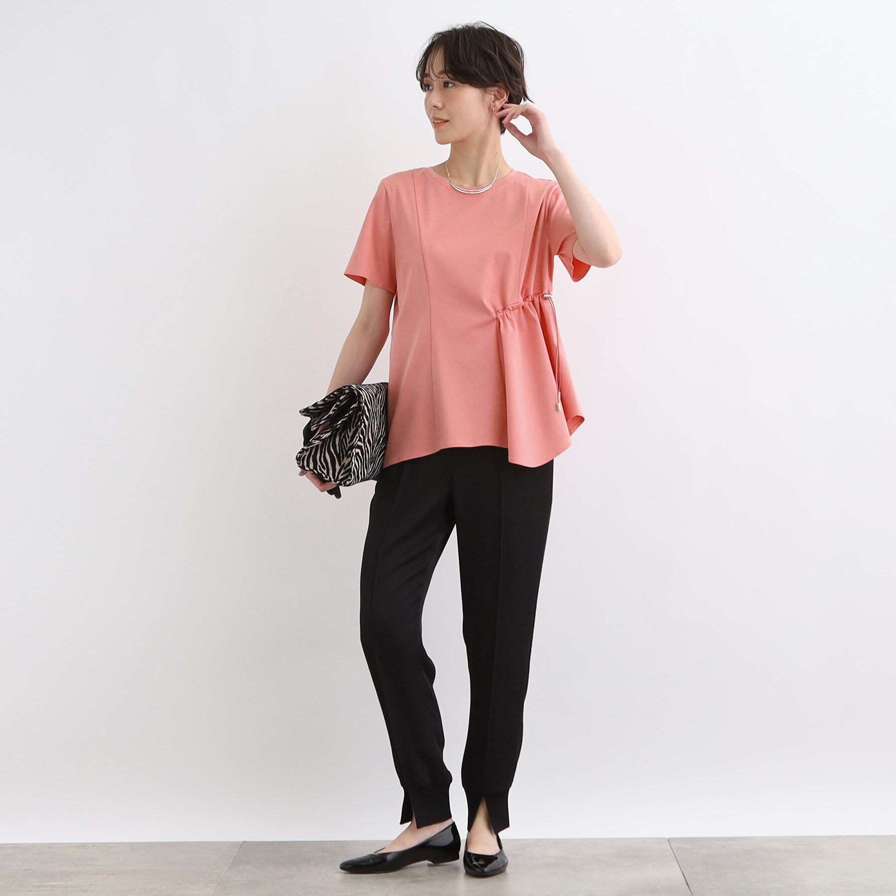 INDIVI「【洗える／トレンド】ドロストデザインTシャツ」|Tシャツ・カットソー|