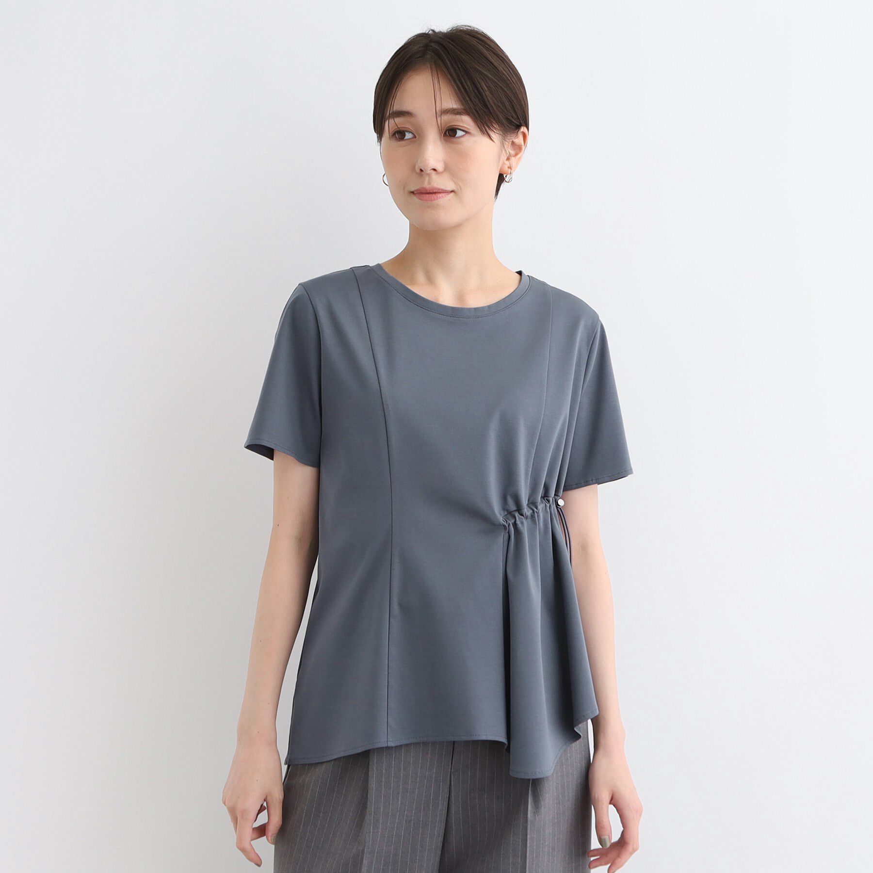 INDIVI「【洗える／トレンド】ドロストデザインTシャツ」|Tシャツ・カットソー|