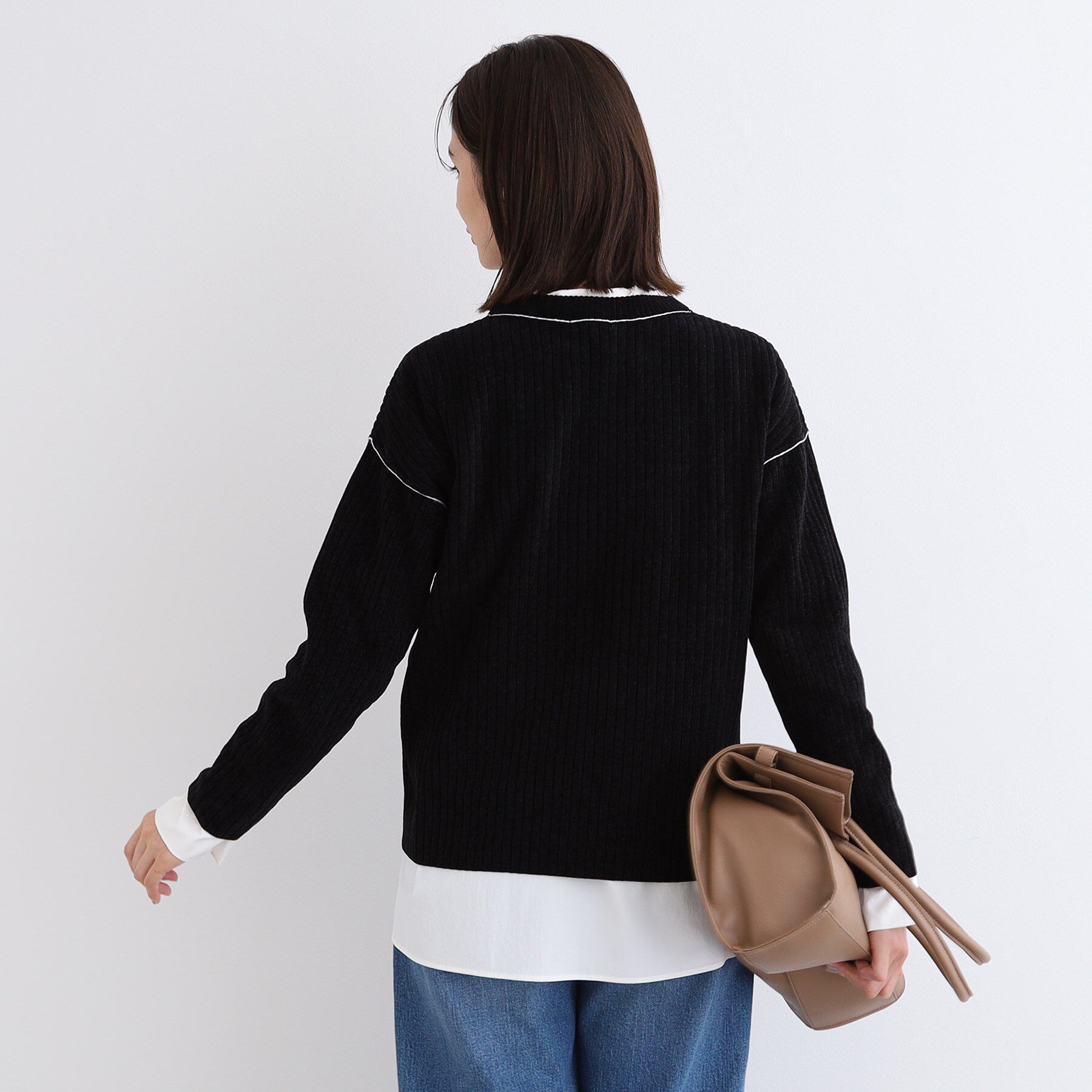 INDIVI「【トレンド◎／パイピングデザイン】モールヤーンニット」|ニット・セーター|