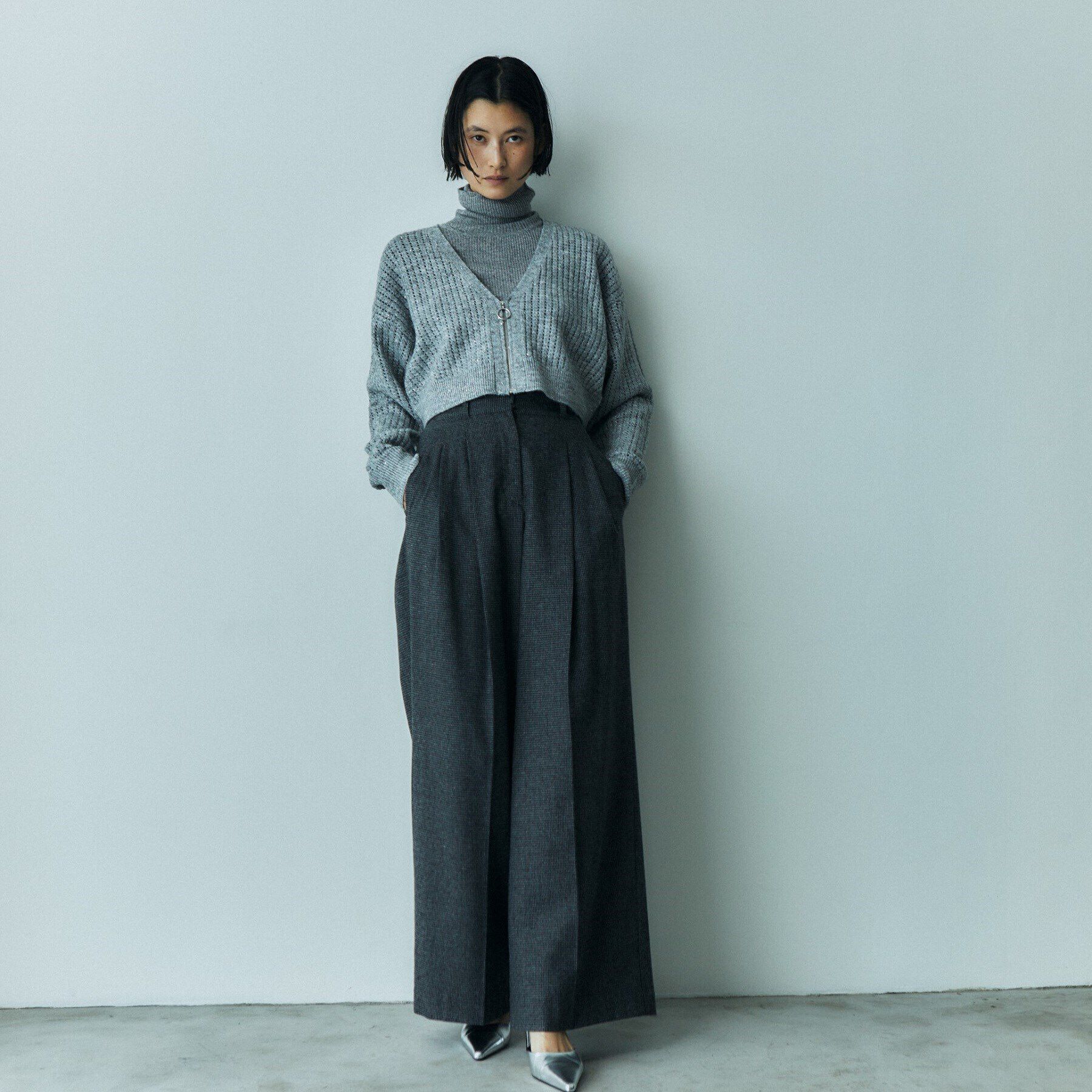 GALLEST「スパンコールジップカーディガン」|カーディガン|