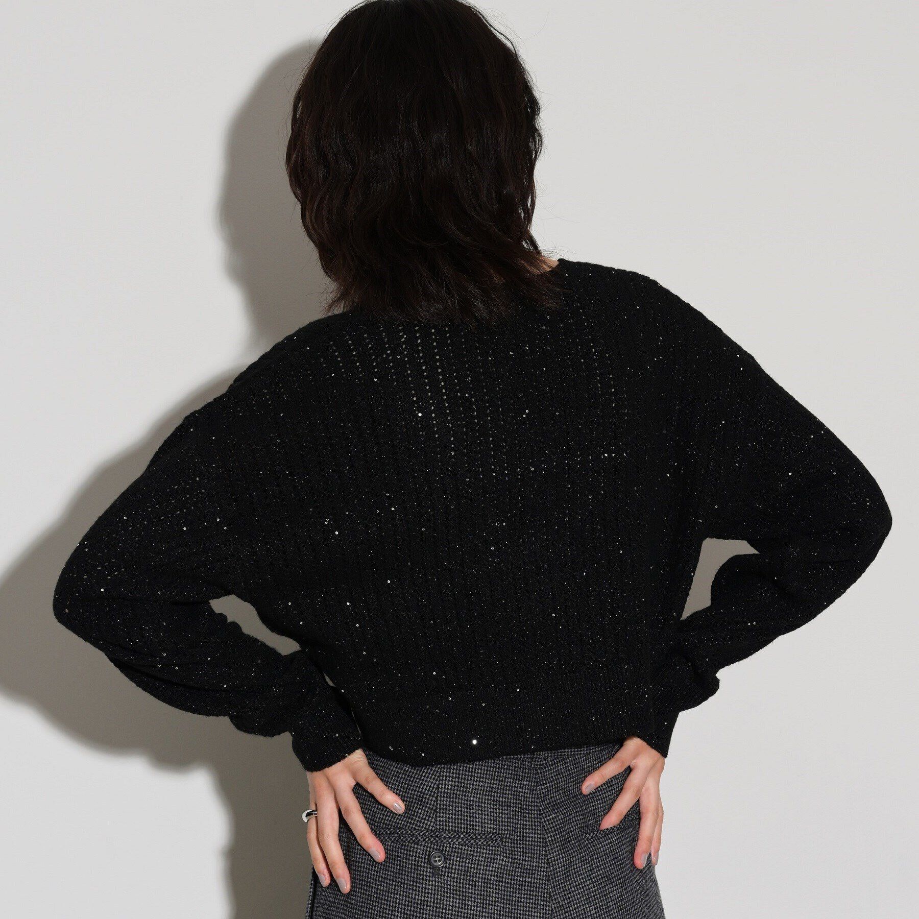 GALLEST「スパンコールジップカーディガン」|カーディガン|