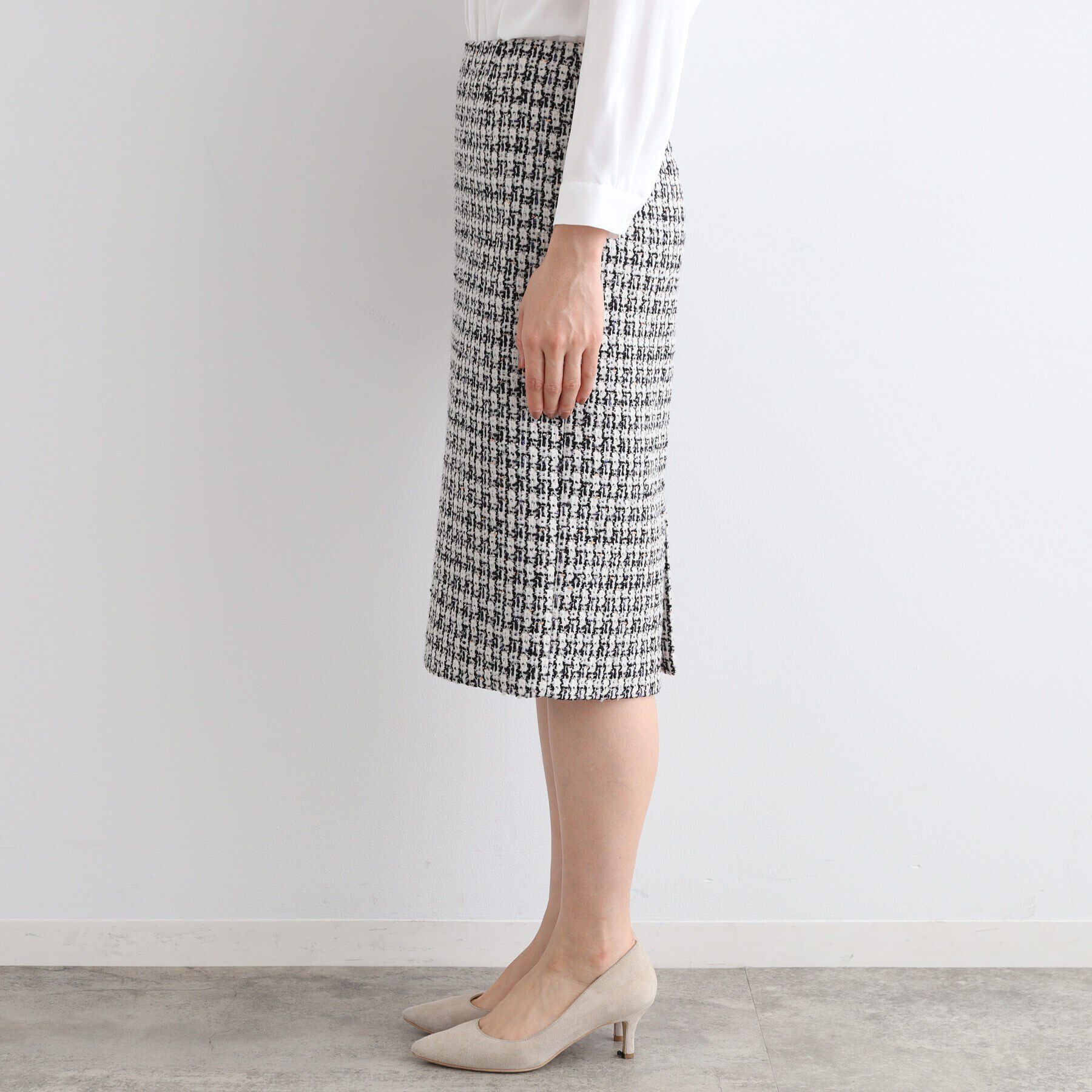 INDIVI「【日本製／SETUP可能】ファンシーツィードスカート」|スカート|