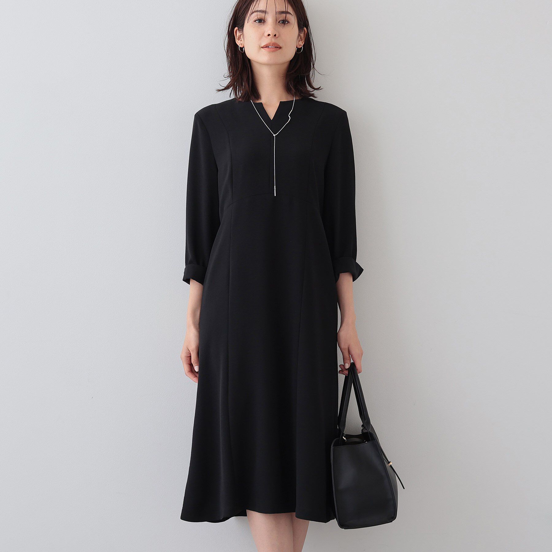 INDIVI「【着る日傘/遮熱/UVケア】フィット＆フレアワンピース」|ワンピース|ブラック(019)