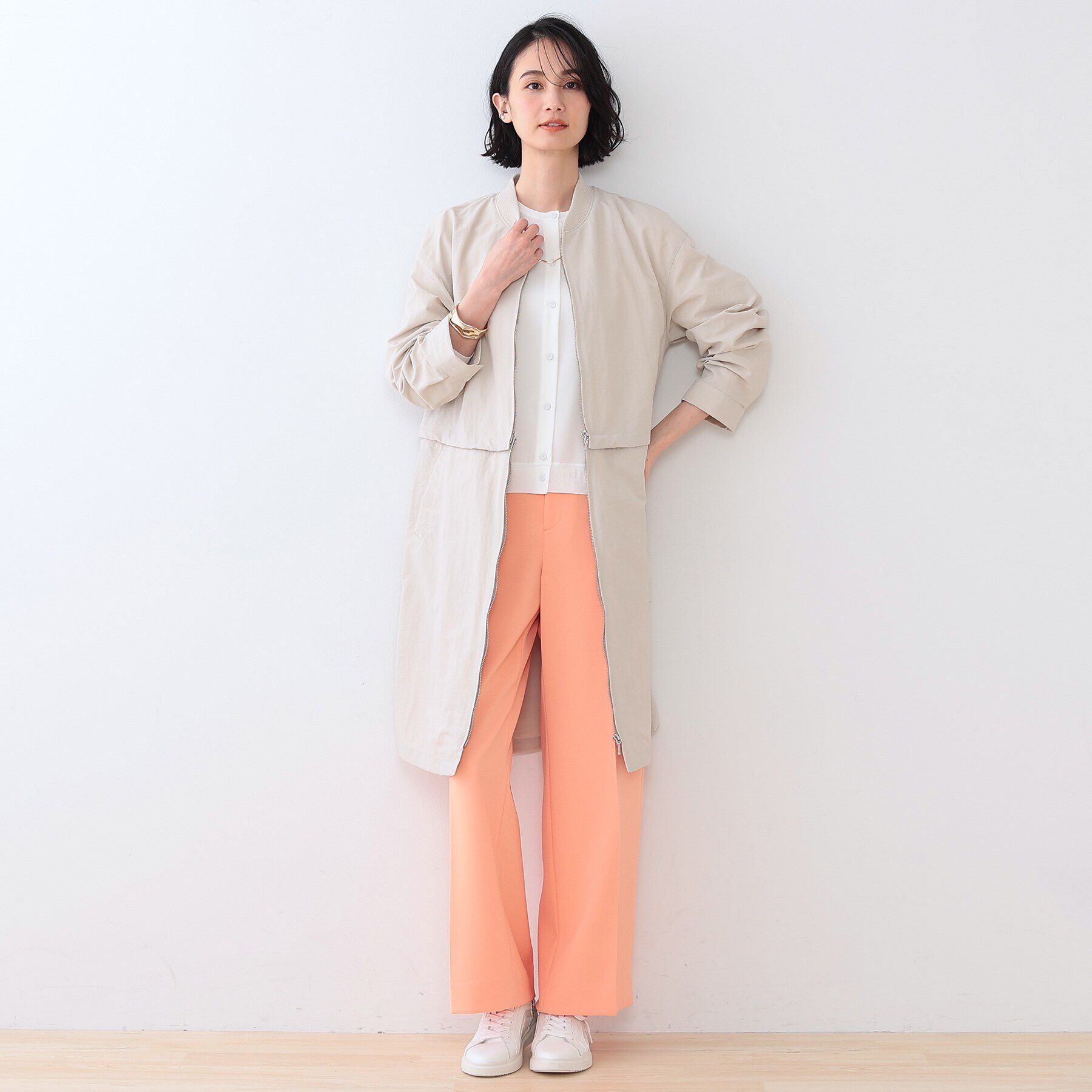 INDIVI「【撥水／UVケア／2WAY】ショート＆ロング ブルゾンコート」|ブルゾン・スタジャン|