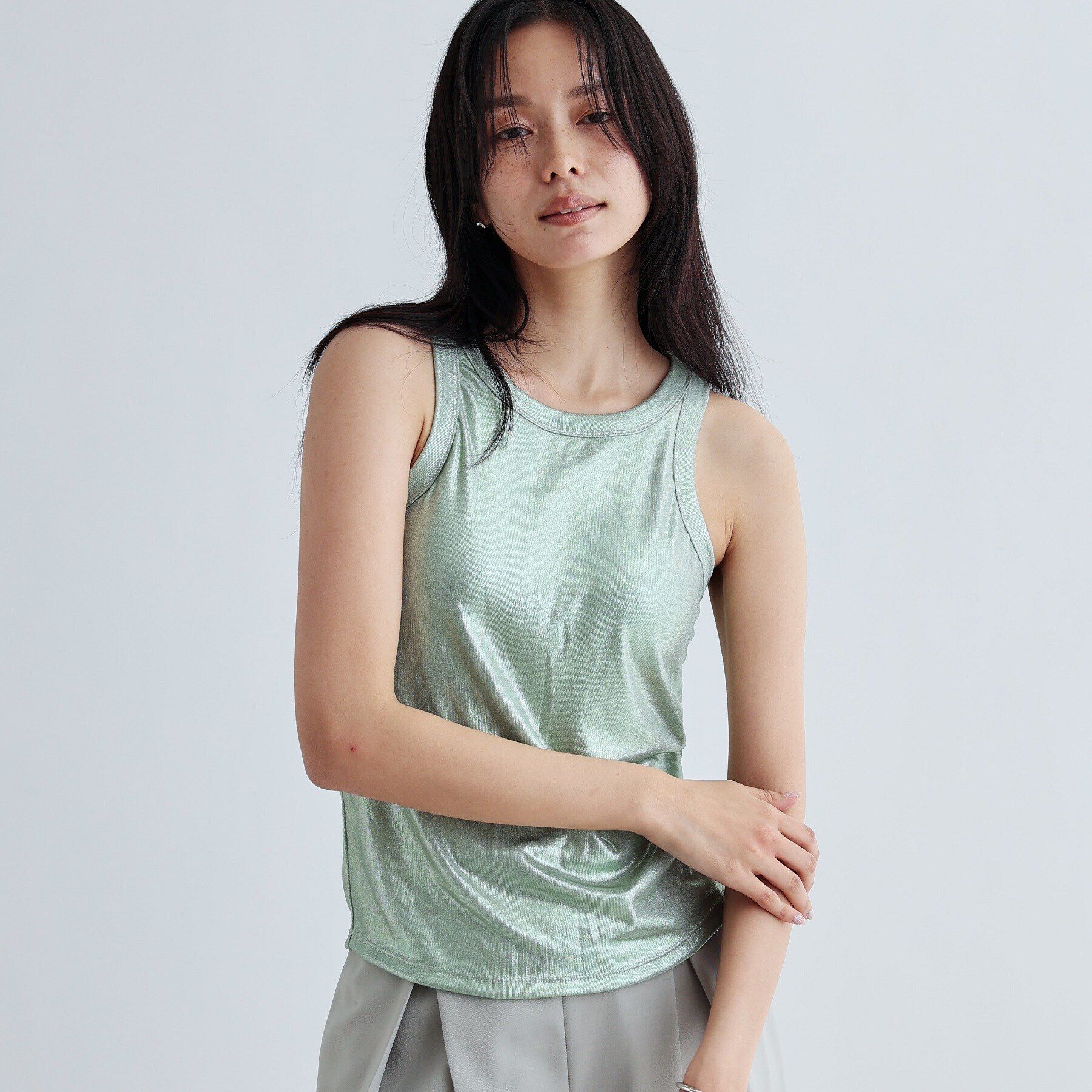 GALLEST「シャイニーアメスリタンクトップ（カップ付き）」|キャミソール|
