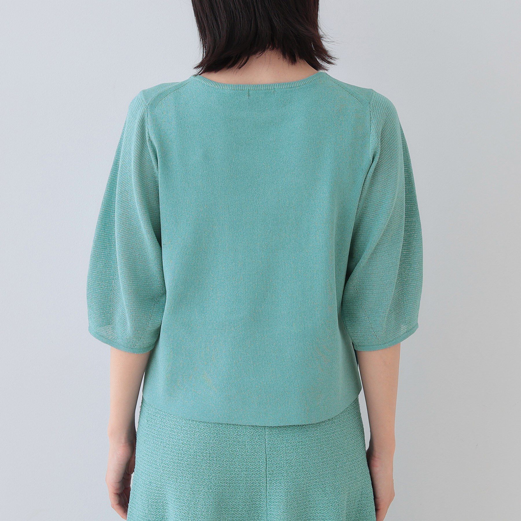 INDIVI「【洗える／和紙混素材／SETUP可能】バルーンスリーブニット」|ニット・セーター|