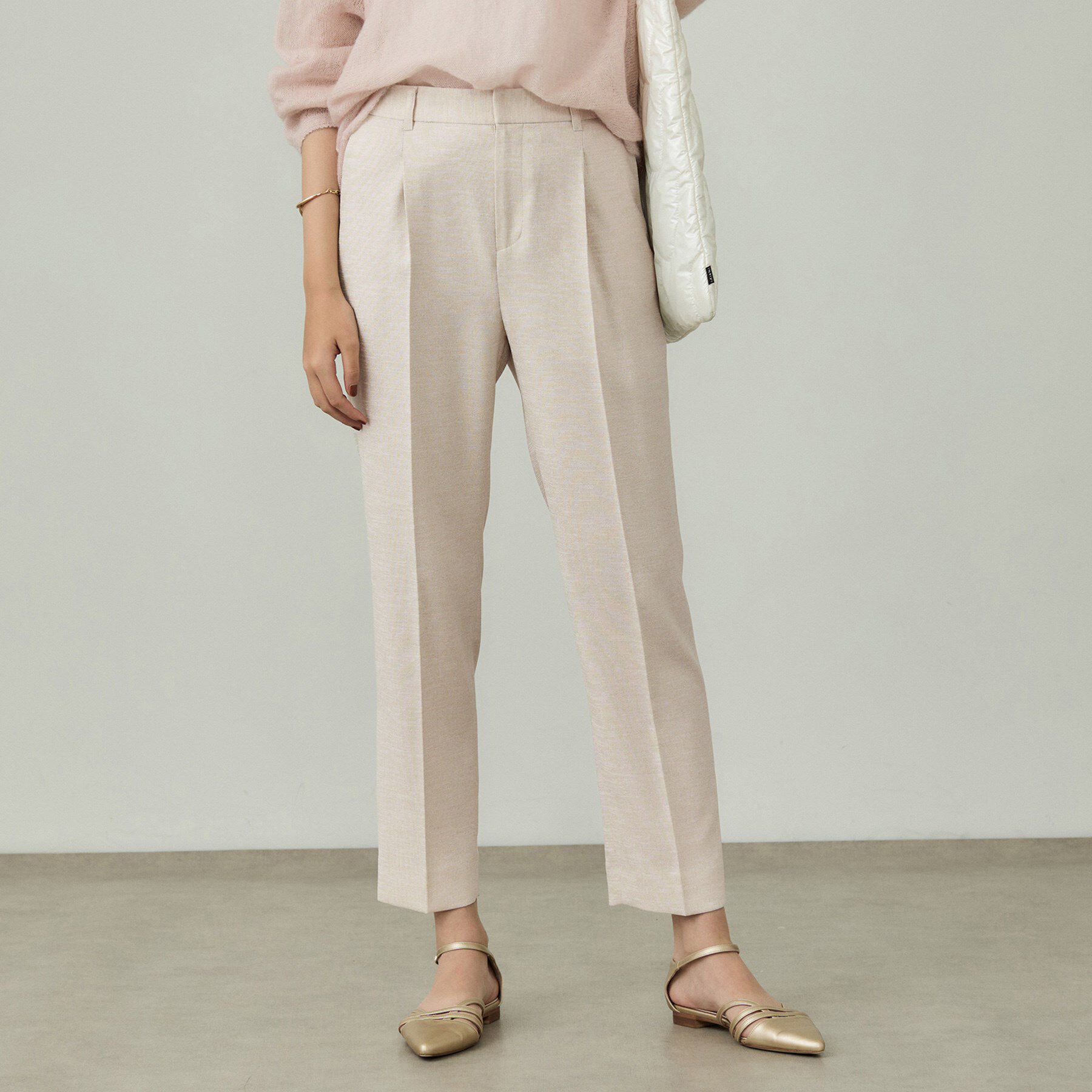 INDIVI「【こなれSETUP】リネンライクテーパードパンツ」|その他|グレージュ(050)
