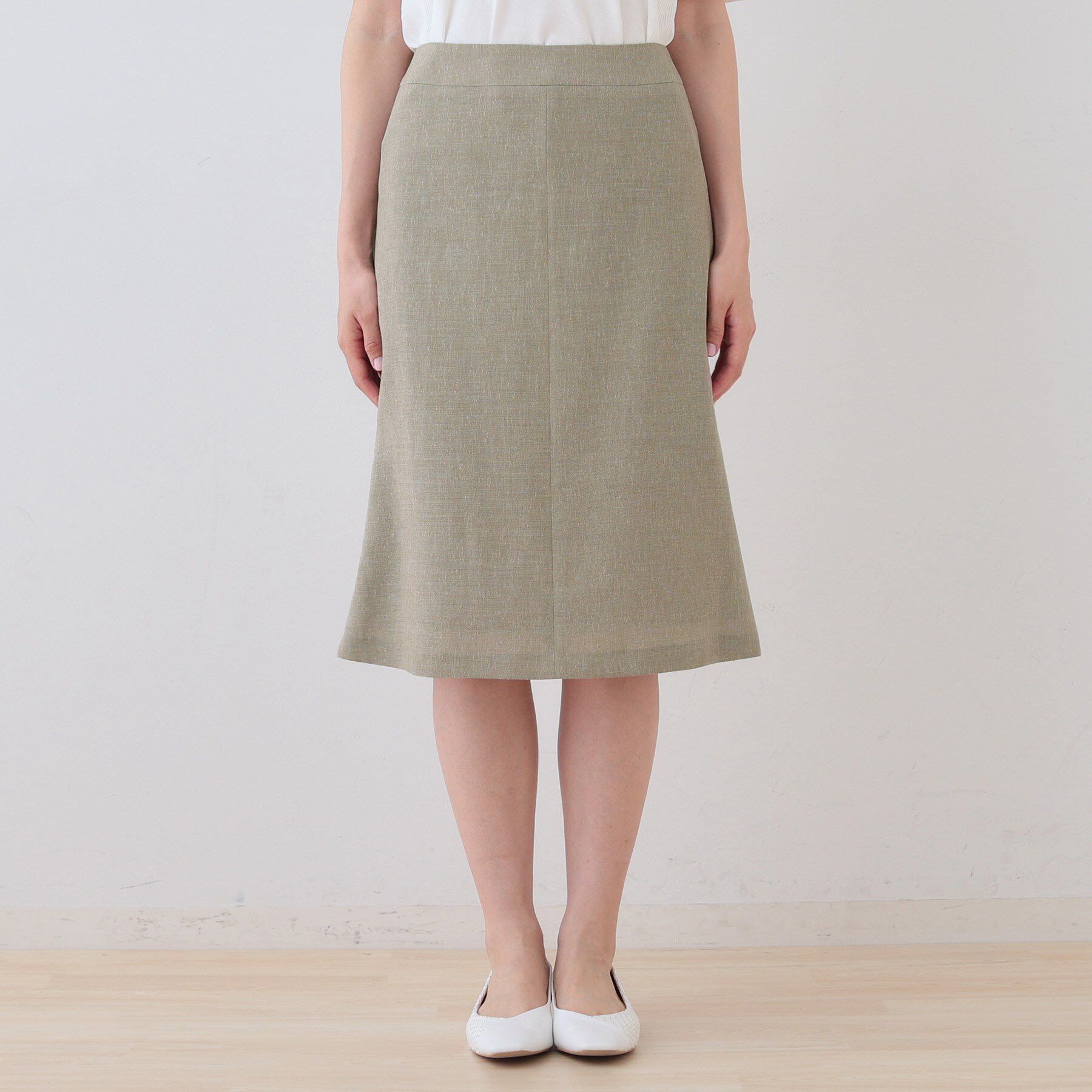 INDIVI「【日本製】リネンライクセミフレアースカート」|スカート|